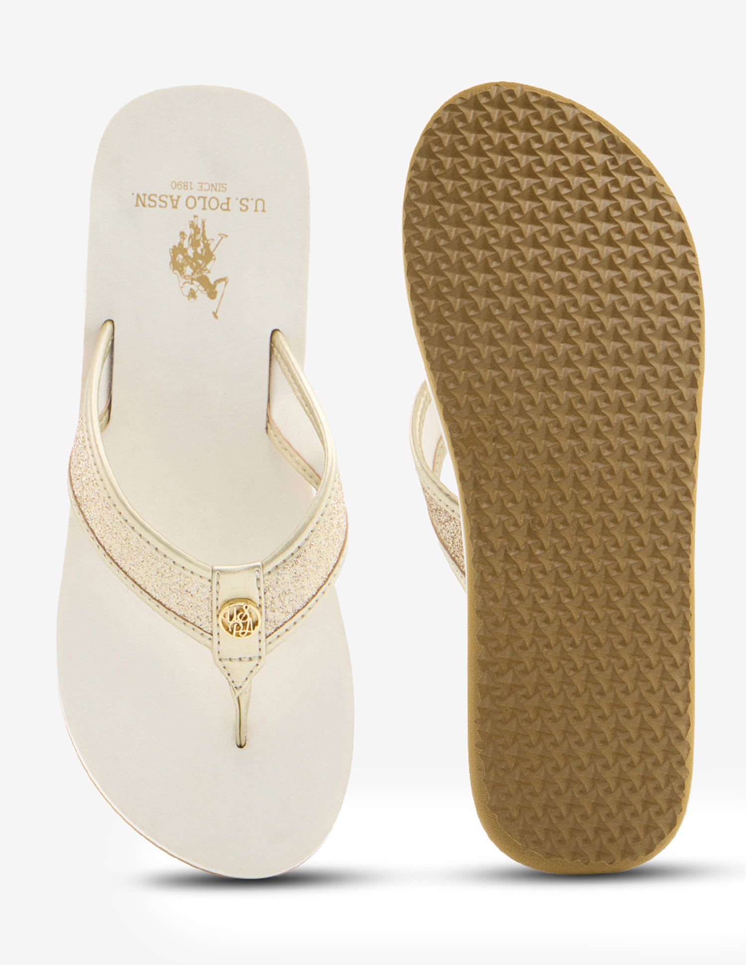 Kirei Glitter Flip Flops Beige - U.S. Polo Assn. India | Large