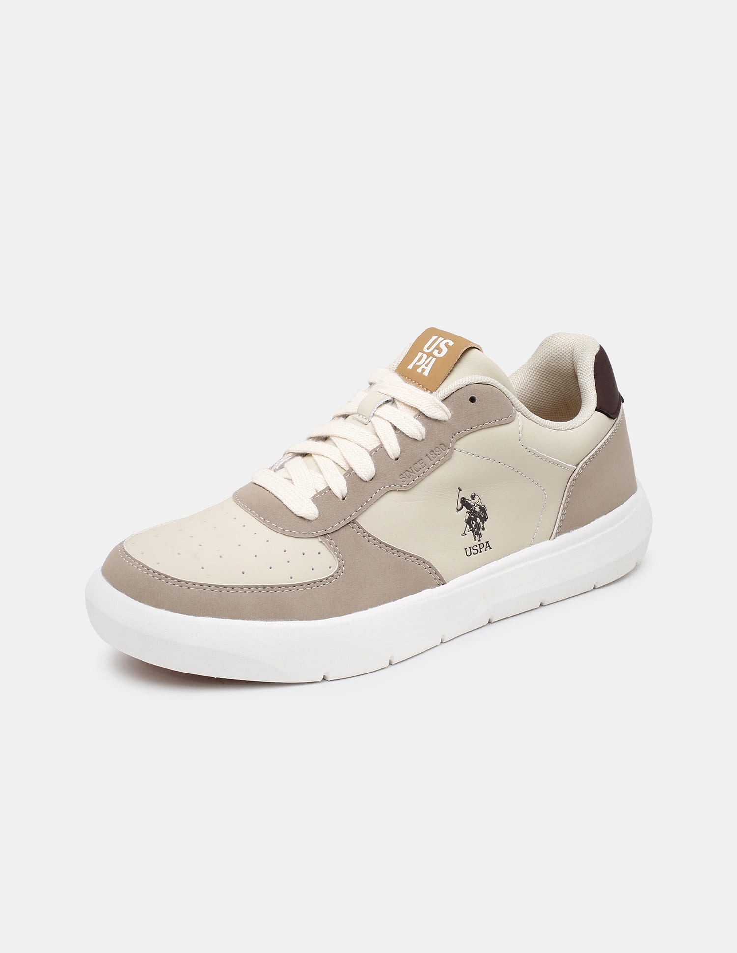 Colour Blocked Lace Ups Alec Sneakers Beige - U.S. Polo Assn. India | Large