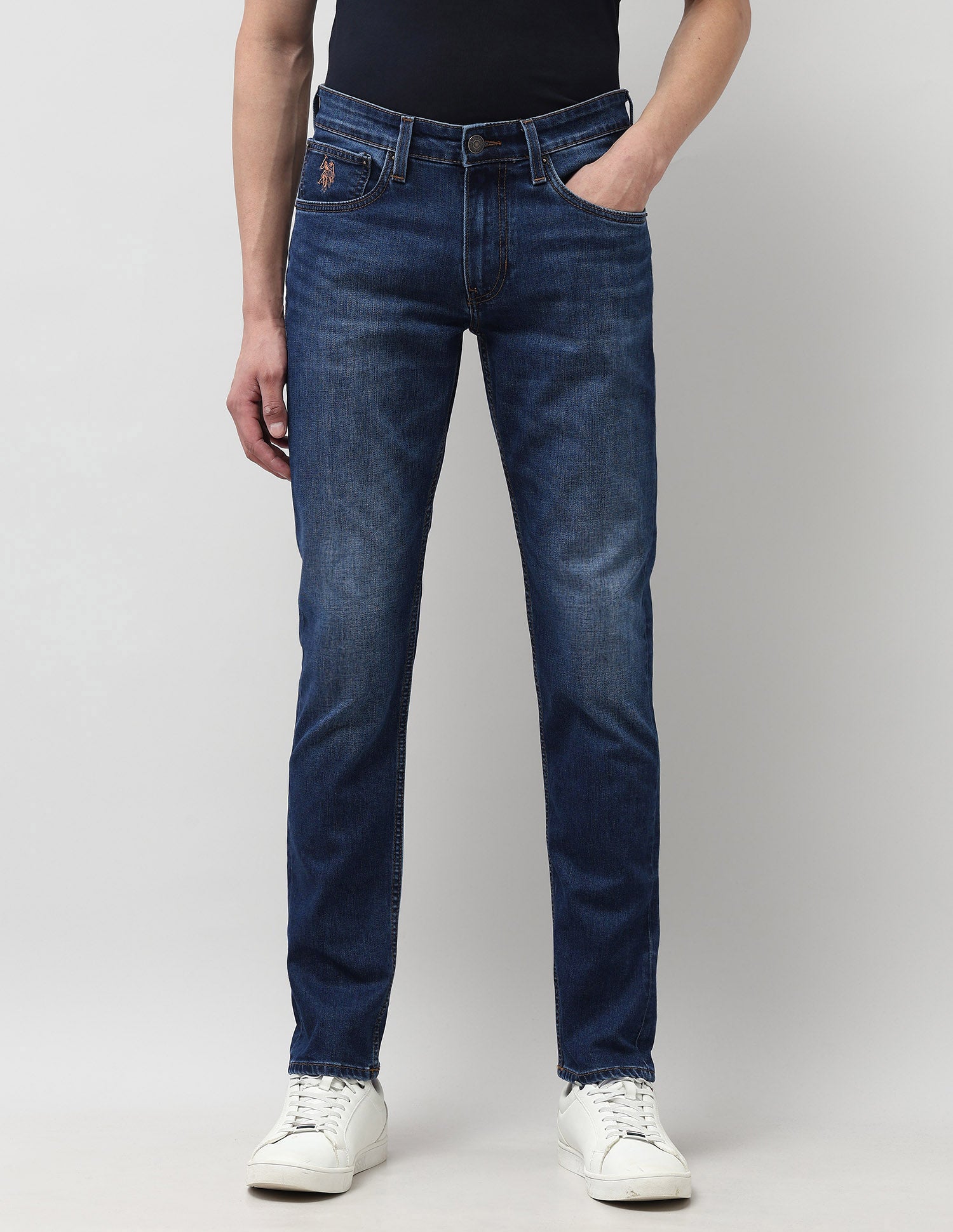 Brandon Slim Tapered Fit Blue Jeans Med Blue - U.S. POLO ASSN. | Large