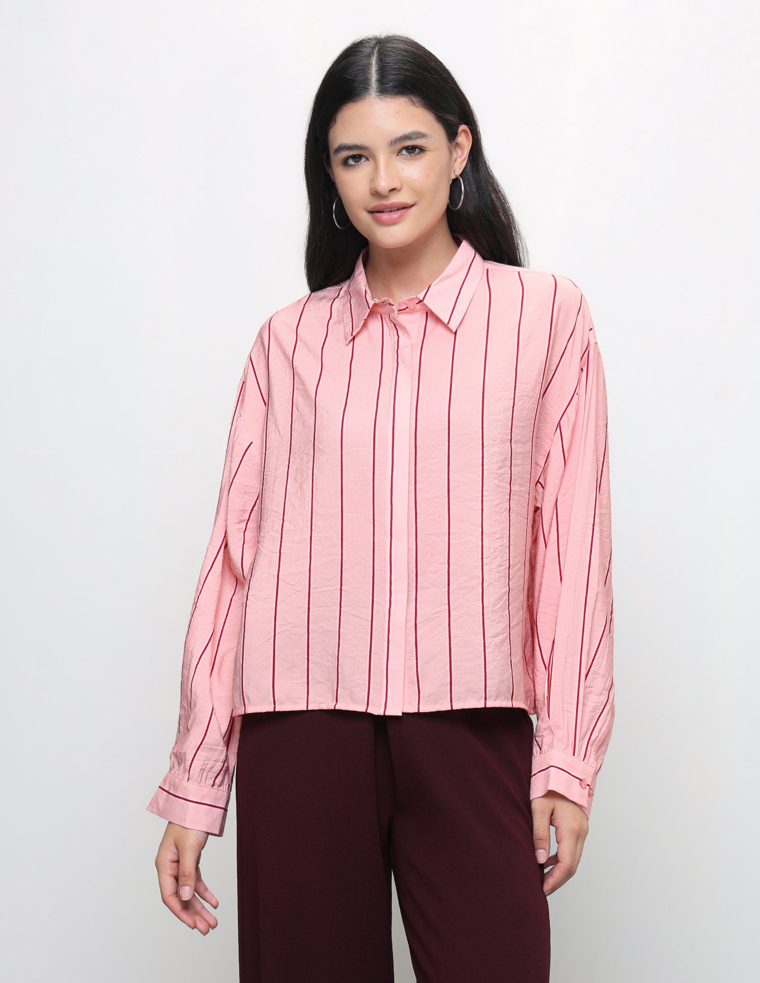 Vertical Striped Boxy Fit Shirt Pink - U.S. Polo Assn. India | Large