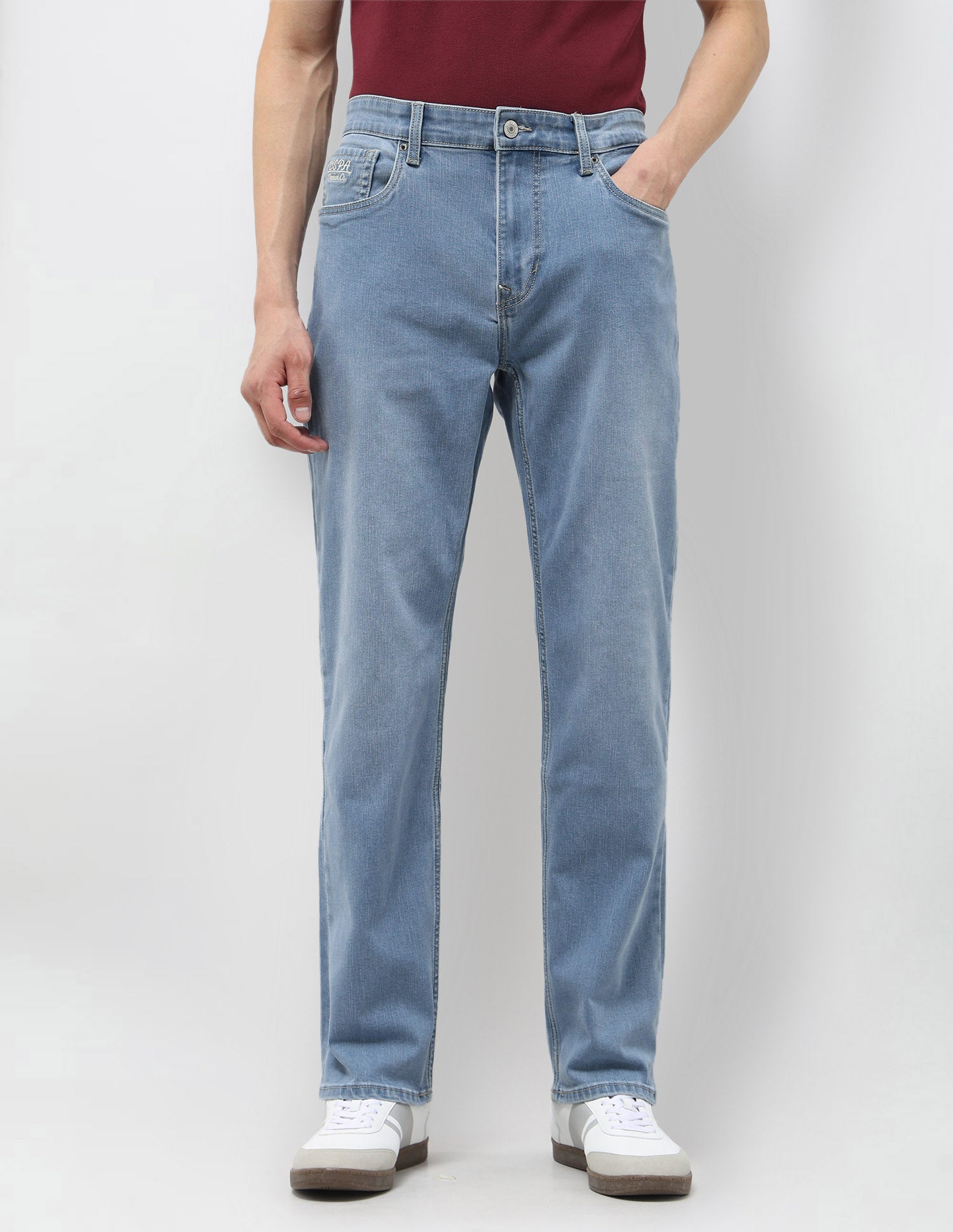 Harold Slim Straight Fit Blue Jeans Light Indigo - U.S. POLO ASSN. | Large