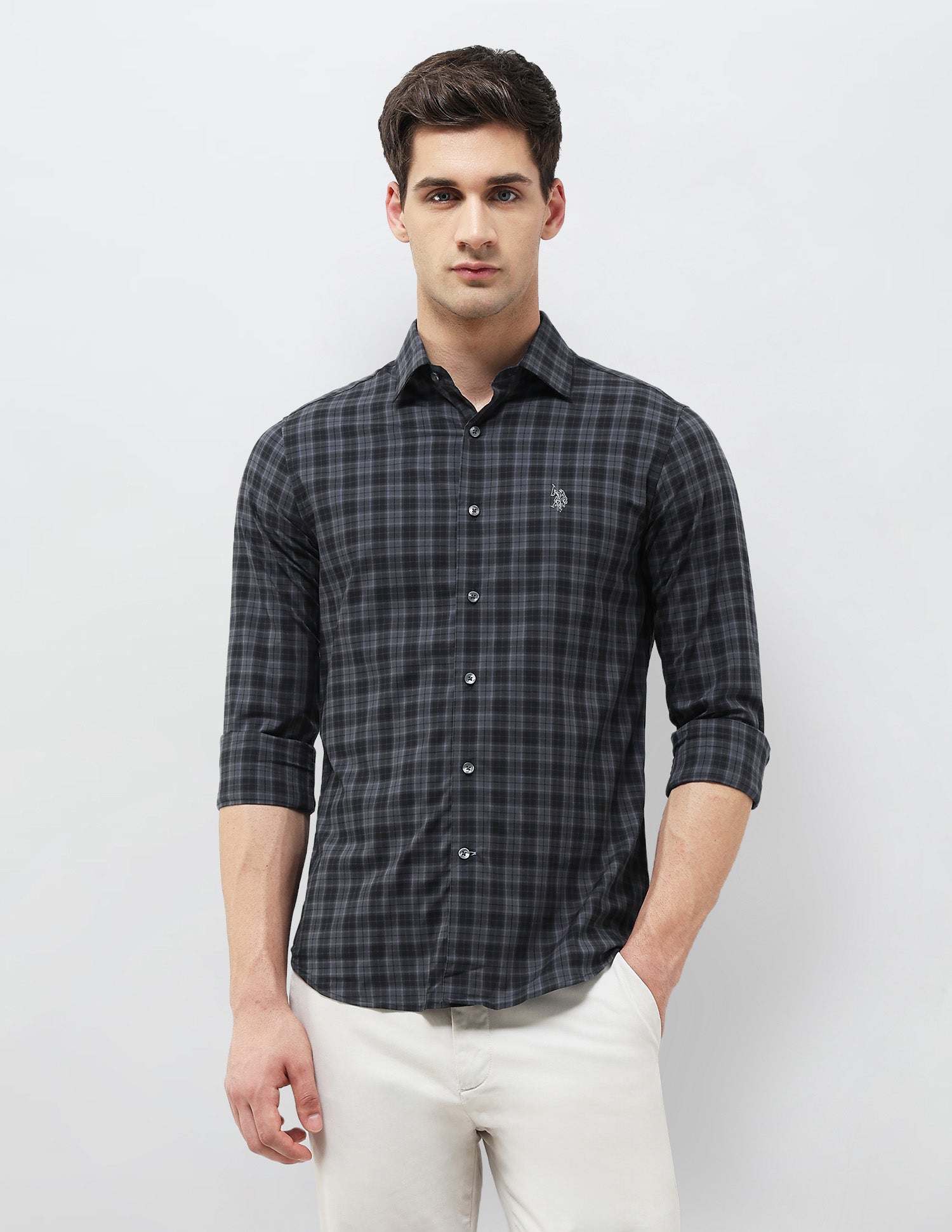 Regular Fit Tartan Checked Shirt Dark Grey - U.S. POLO ASSN. | Large