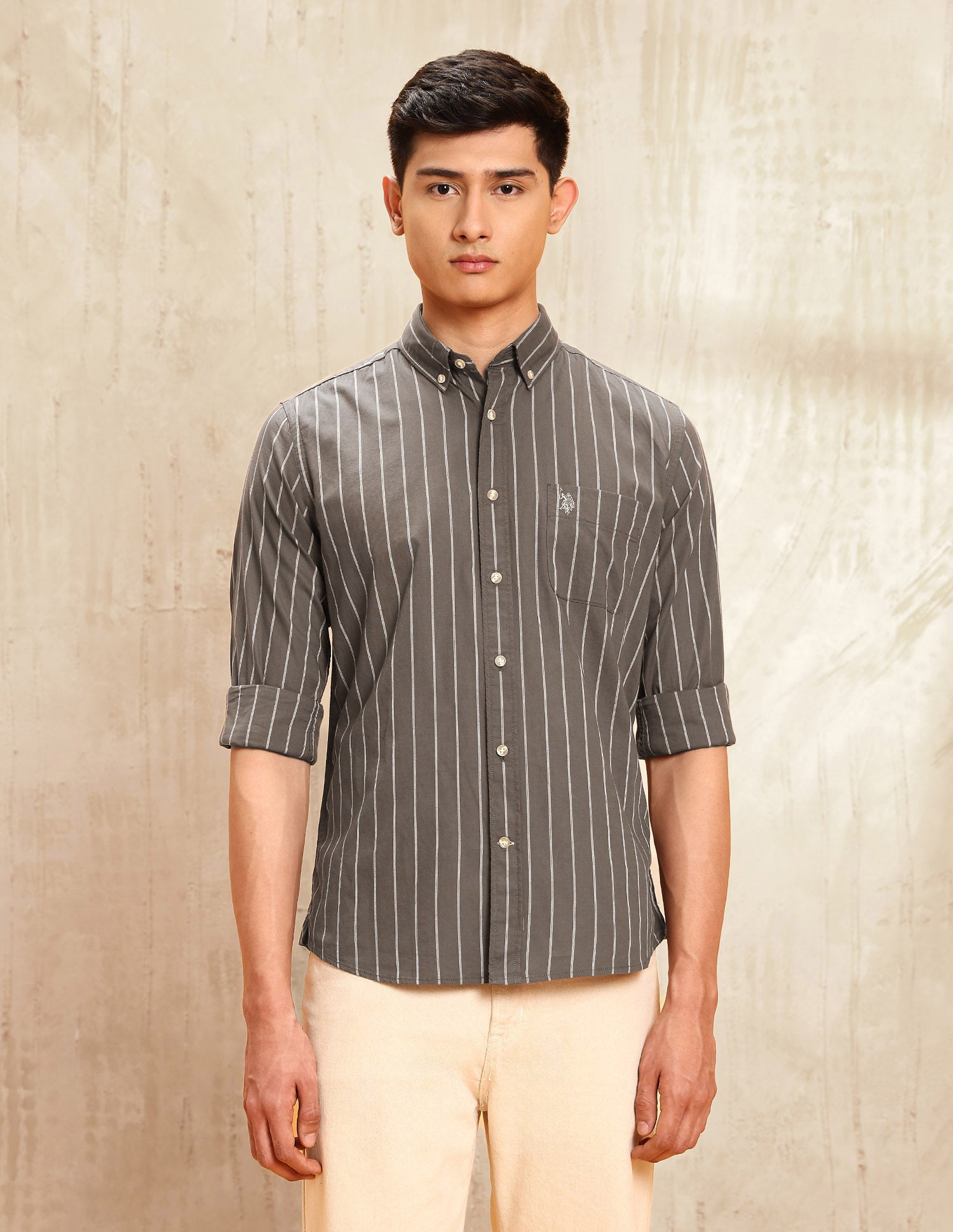 Vertical Striped Regular Fit Shirt Choco - U.S. POLO ASSN. | Large