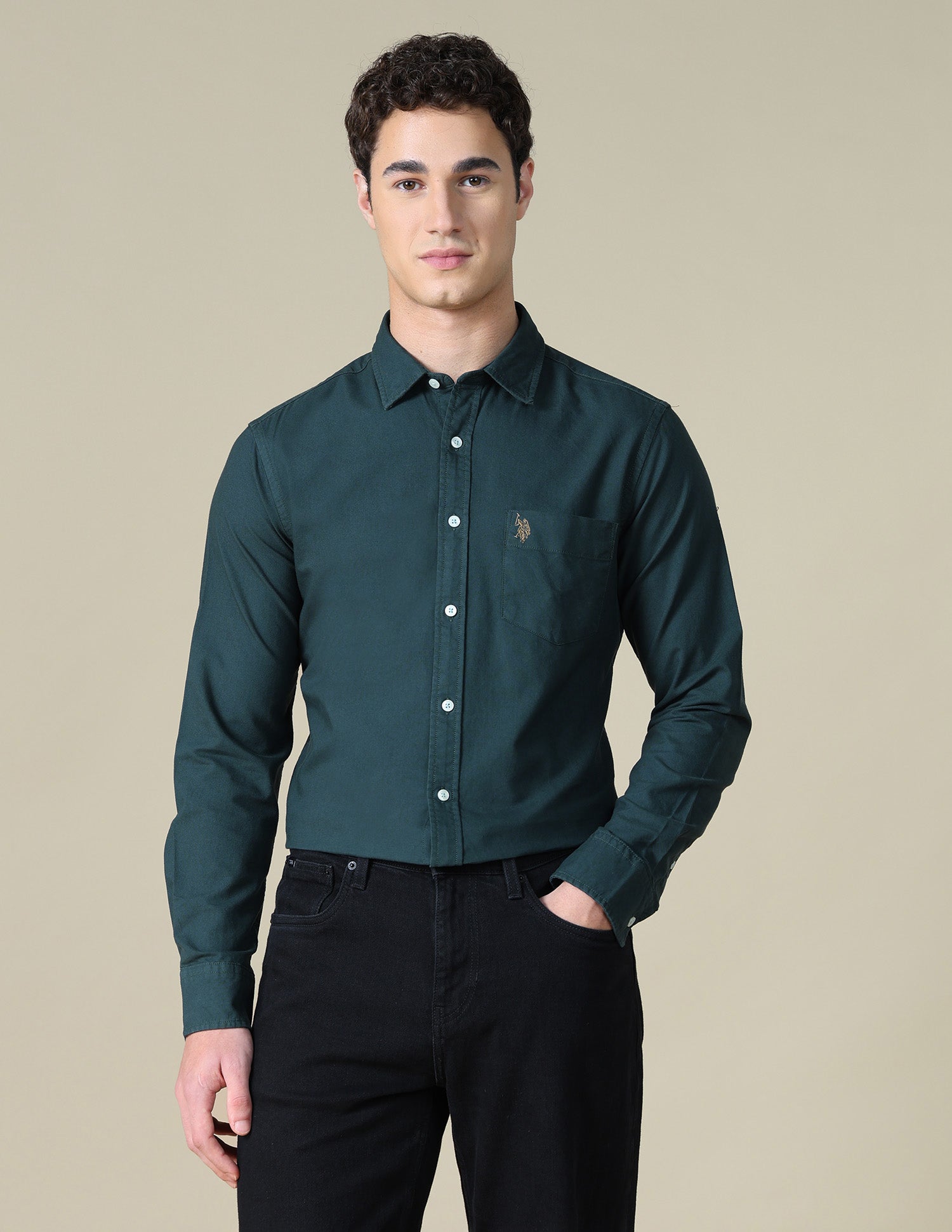 Solid Oxford Shirt Teal - U.S. Polo Assn. India | Large