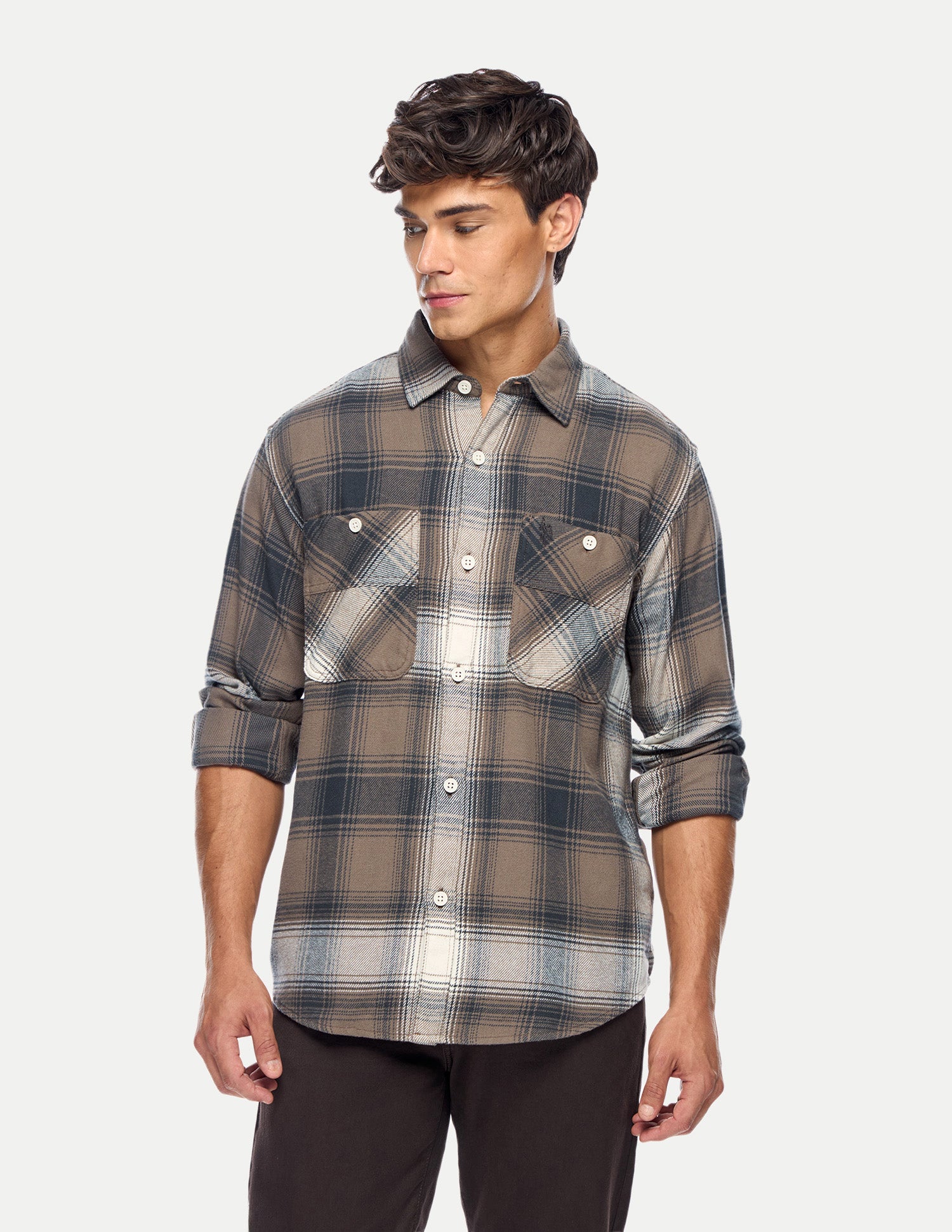 Checked Regular Fit Shacket Khaki - U.S. Polo Assn. India | Large
