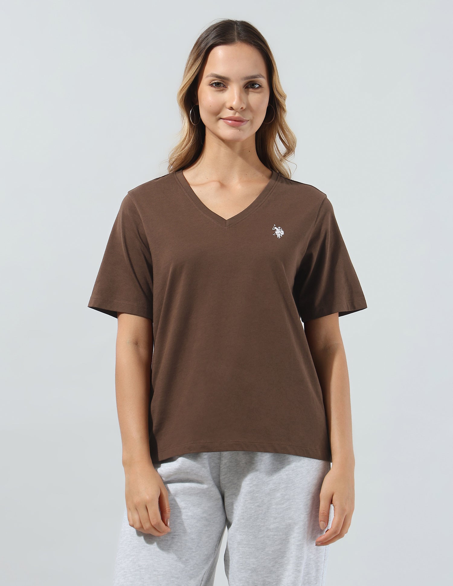 Solid Regular Fit T-Shirt Brown - U.S. Polo Assn. India | Large