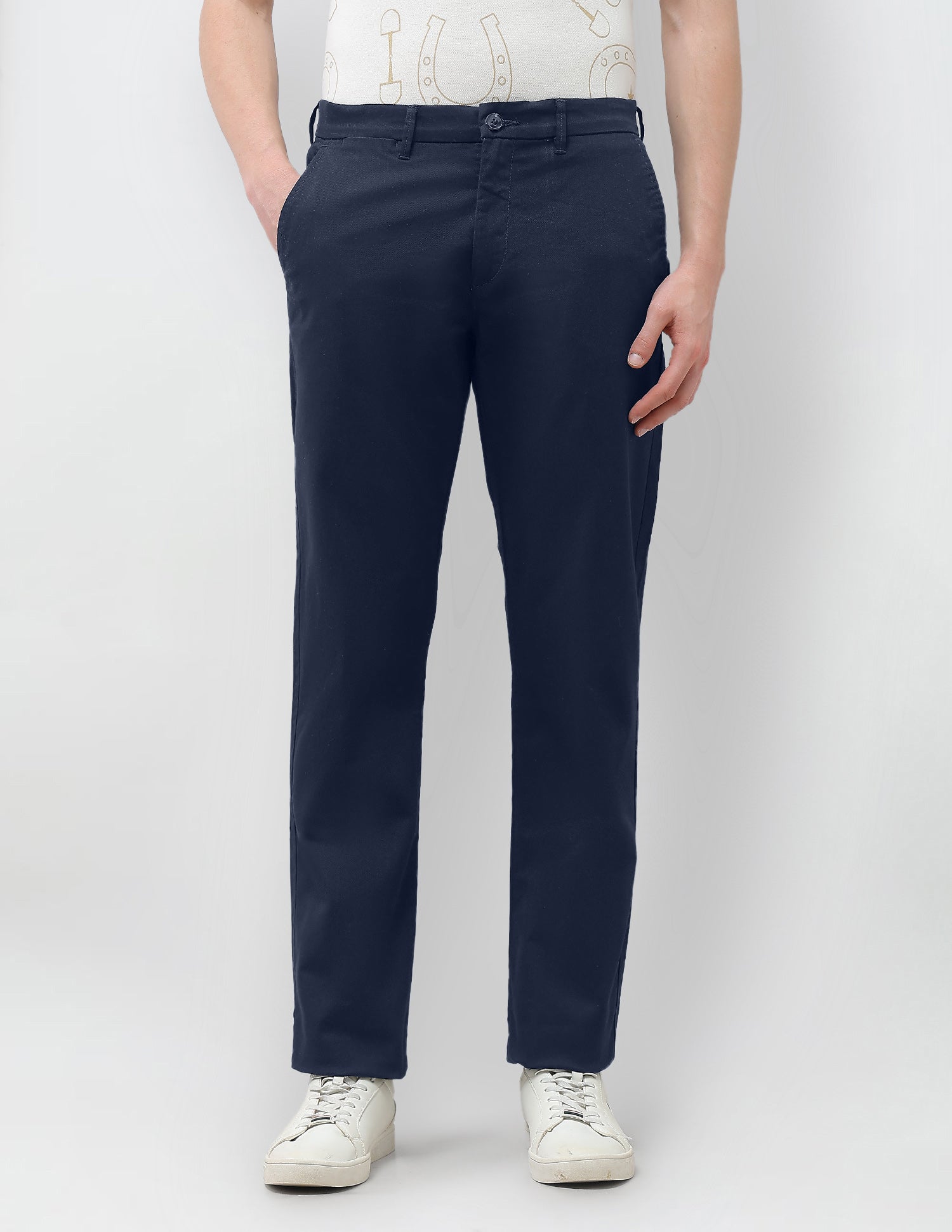 Solid Riley Straight Fit Trousers Navy - U.S. Polo Assn. India | Large