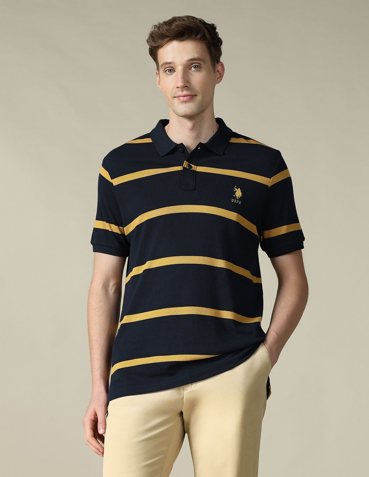 Horizontal Striped Regular Fit Polo Shirt Navy - U.S. POLO ASSN. | Large