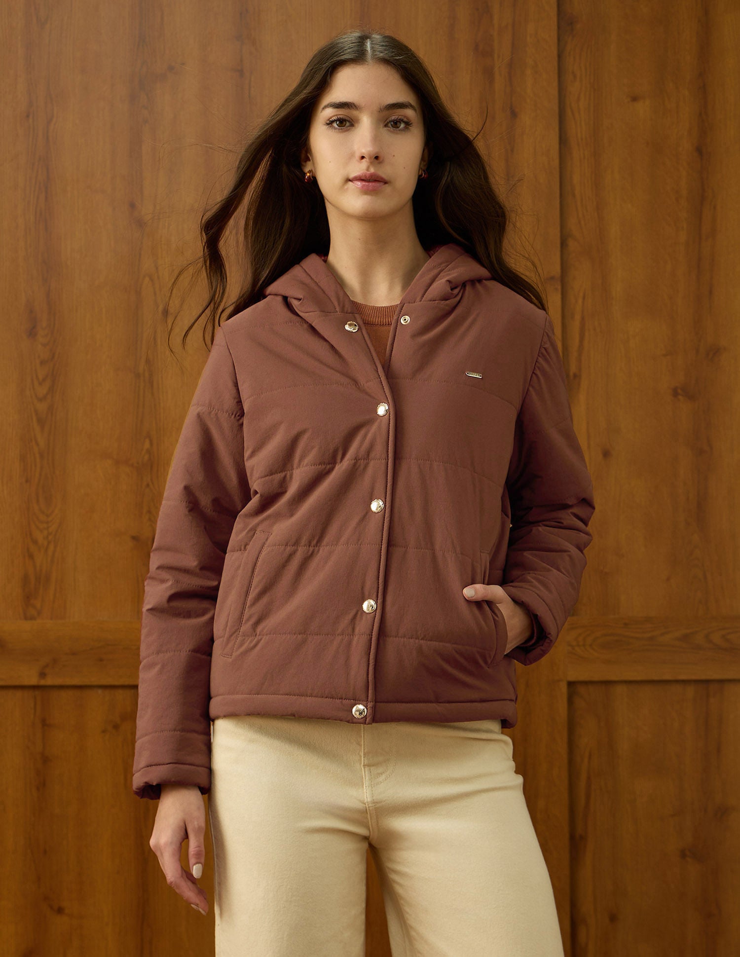 Solid Padded Jacket Brown - U.S. POLO ASSN. | Large