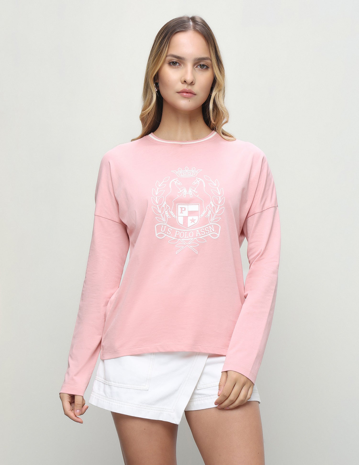 Graphic Brand Printed Relaxed Fit T-Shirt Light Pink - U.S. Polo Assn. India | Large