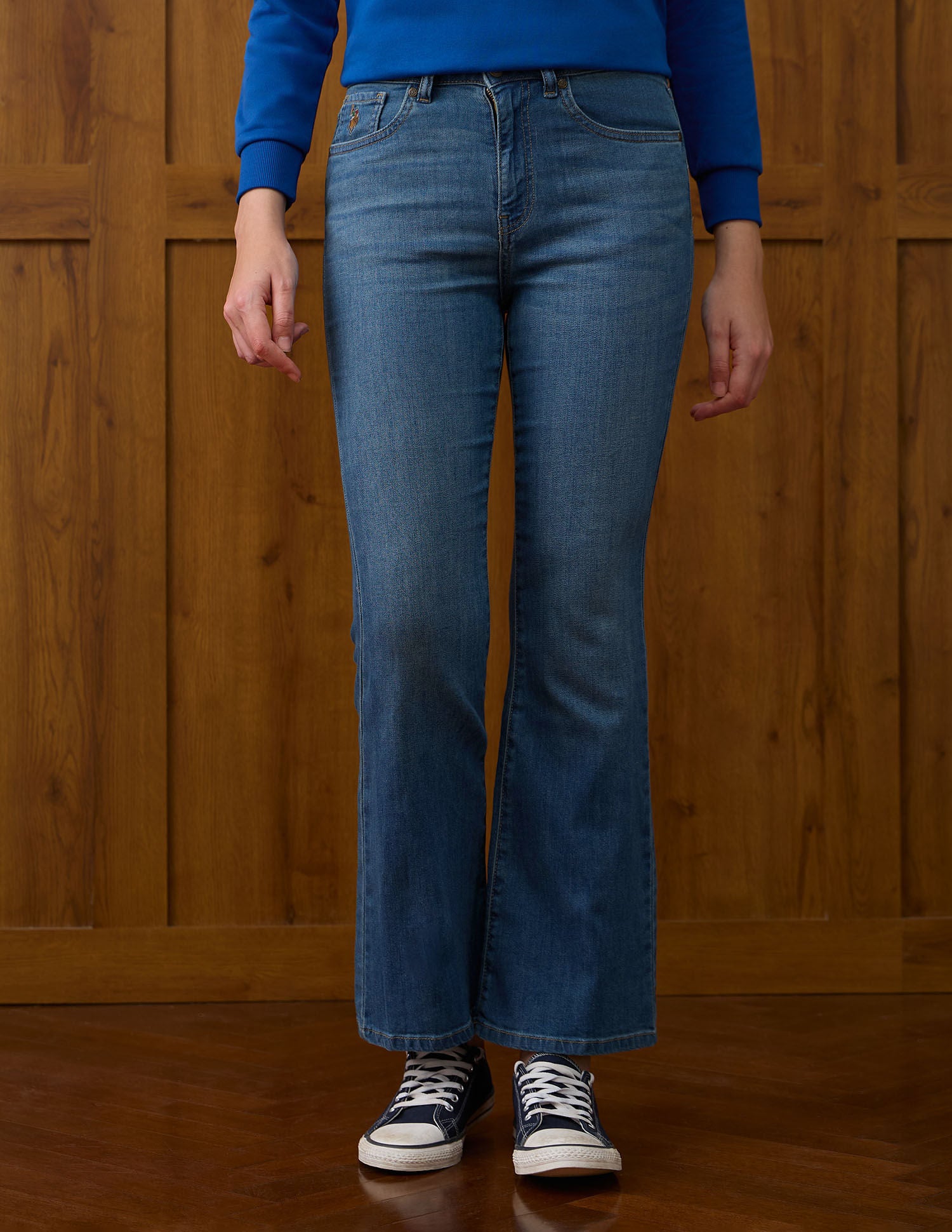 High Rise Flared Fit Jeans Blue - U.S. POLO ASSN. | Large