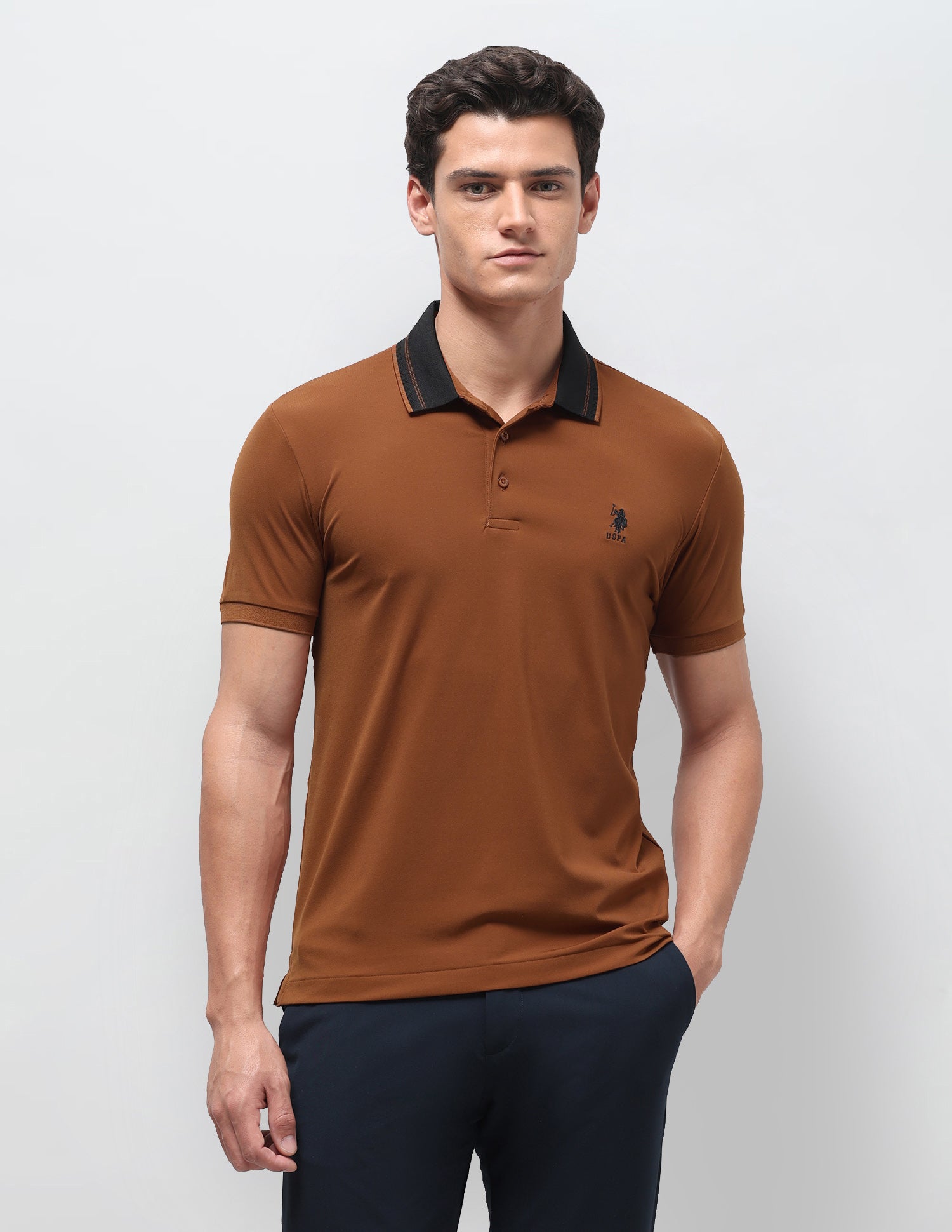 Solid Slim Fit Polo Shirt Rust - U.S. Polo Assn. India | Large