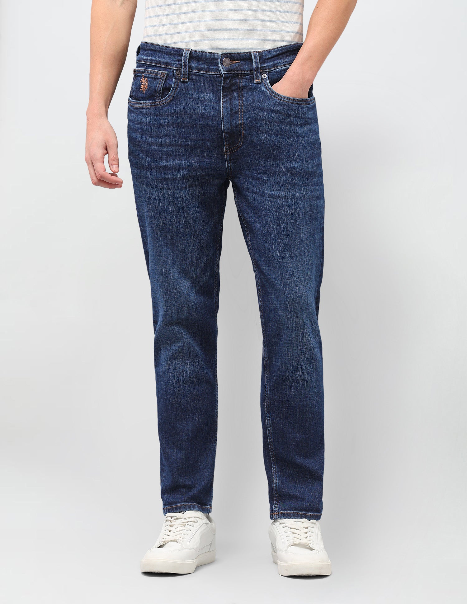 Cole Comfort Cropped Fit Blue Jeans Dark Blue - U.S. Polo Assn. India | Large