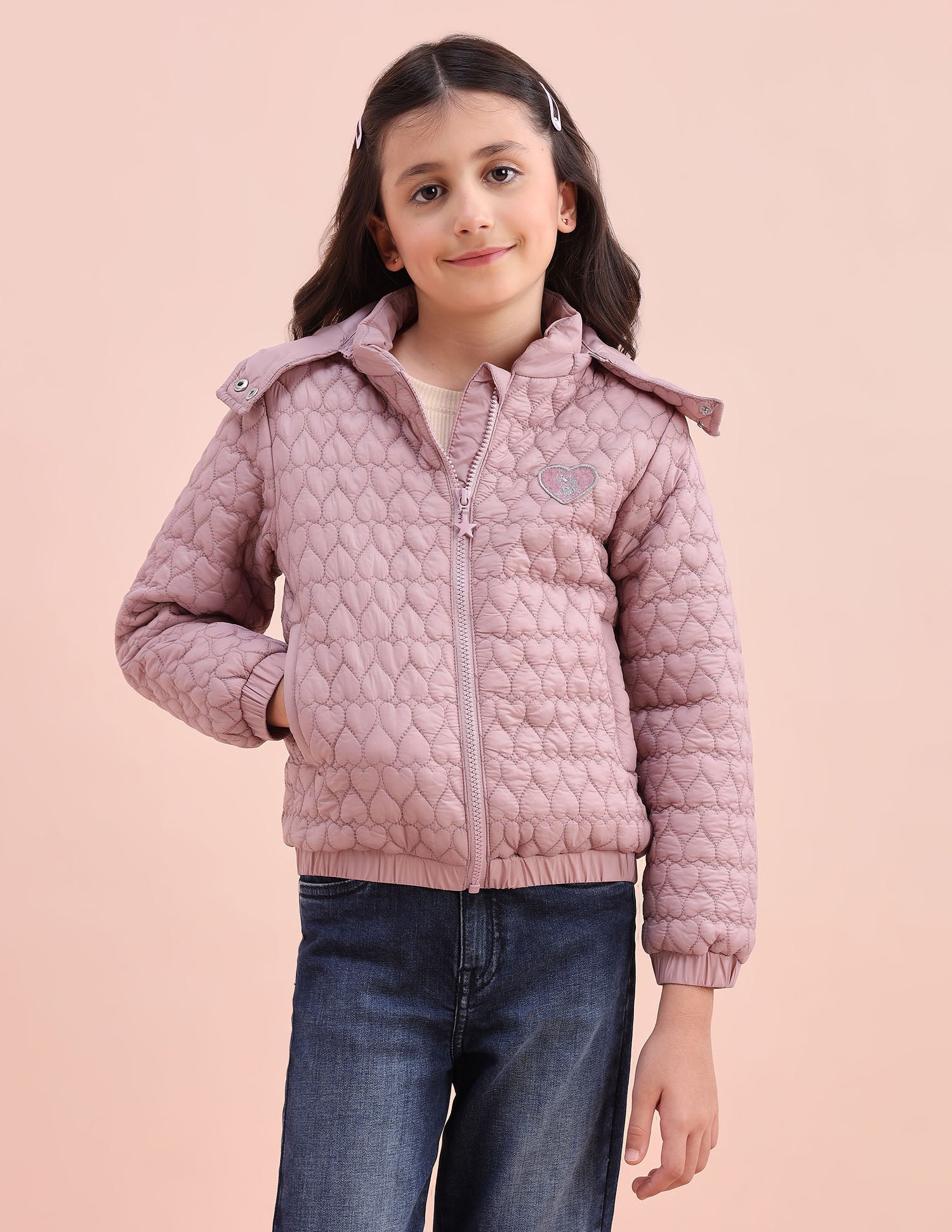 Heart Quilted Regular Fit Jacket Blush - U.S. POLO ASSN. | Large