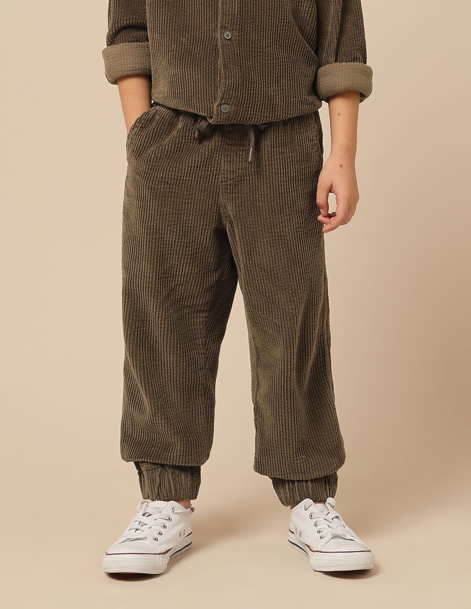 Boys Relaxed Fit Corduroy Joggers Brown - U.S. POLO ASSN. | Large