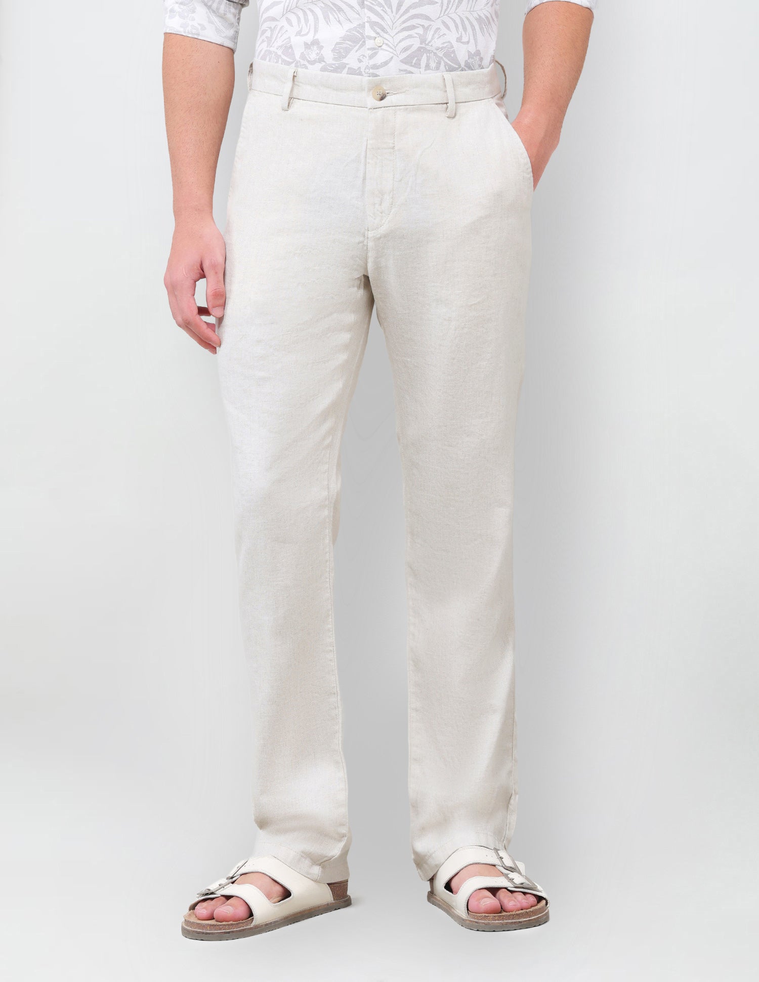 Satin Riley Straight Fit Trousers Beige - U.S. Polo Assn. India | Large
