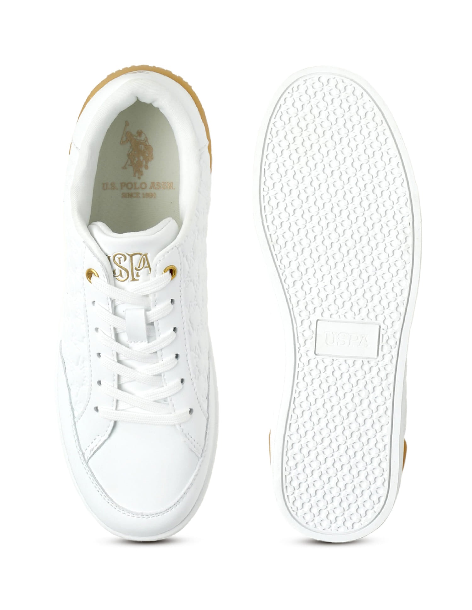 Women Debossed Branding Mila Sneakers White - U.S. Polo Assn. India | Large