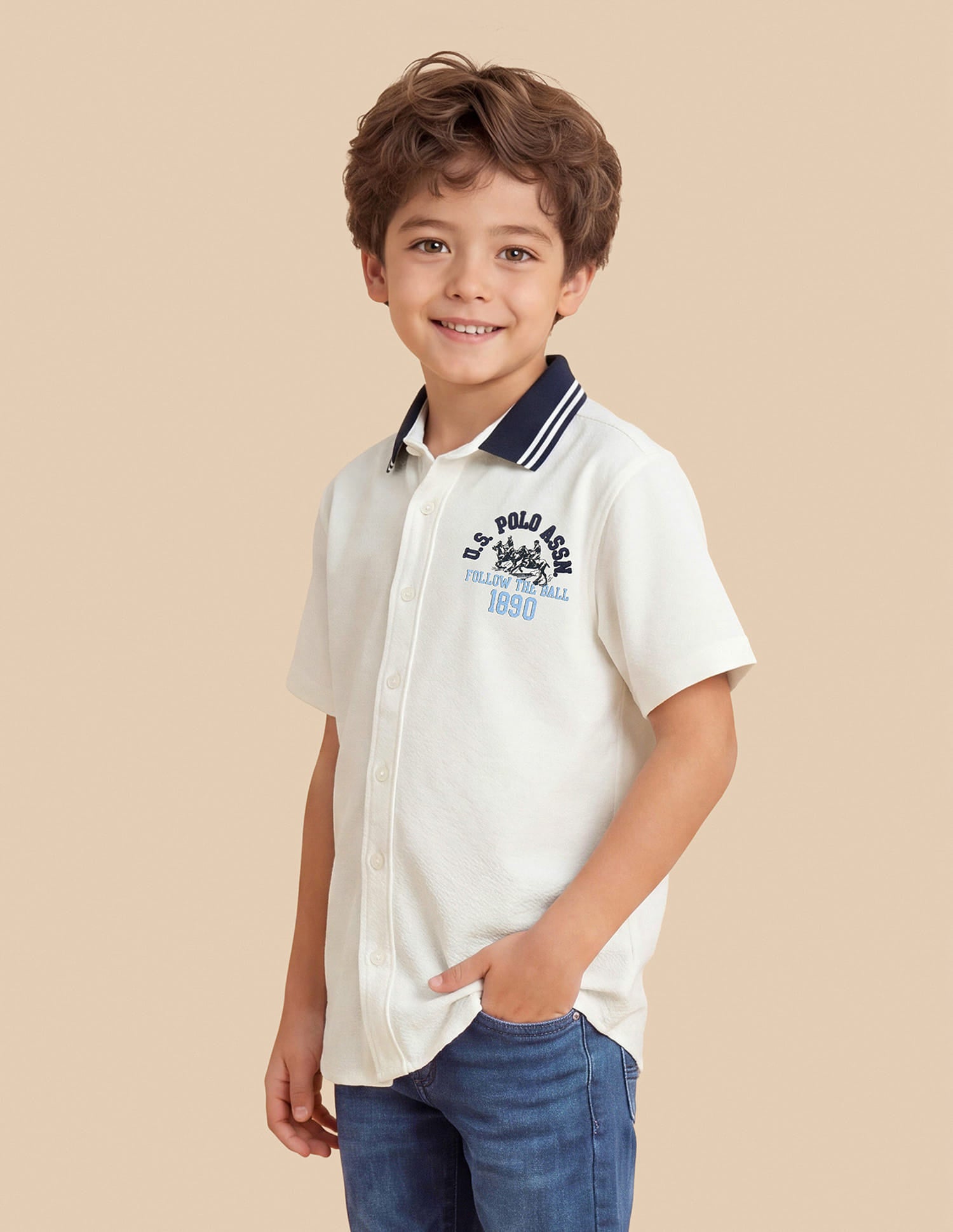 Colourblocked Regular Fit Shirt White - U.S. Polo Assn. India | Large