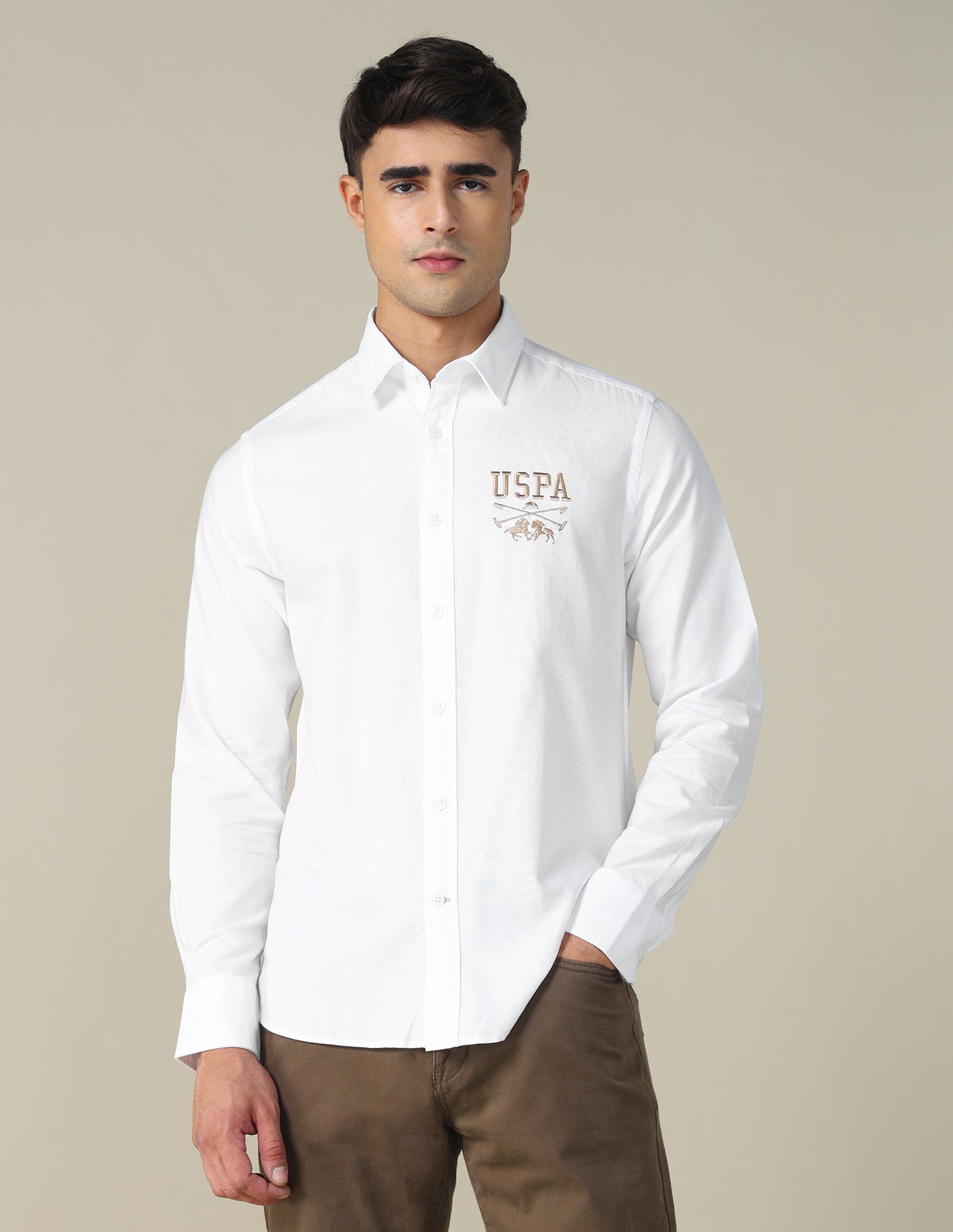 Oxford Tailored Fit Shirt White - U.S. POLO ASSN. | Large
