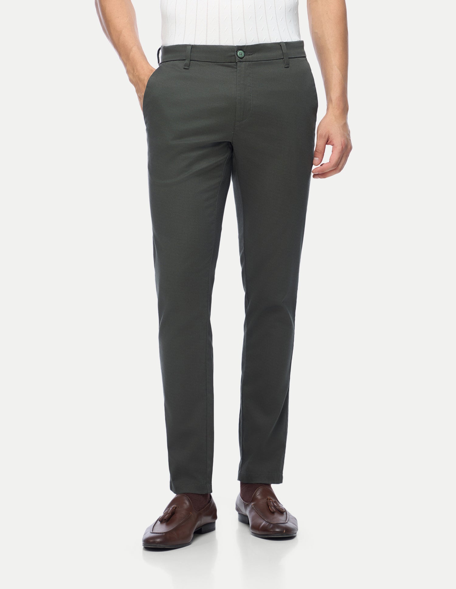 Austin Trim Regular Fit Satin Trousers Olive - U.S. Polo Assn. India | Large