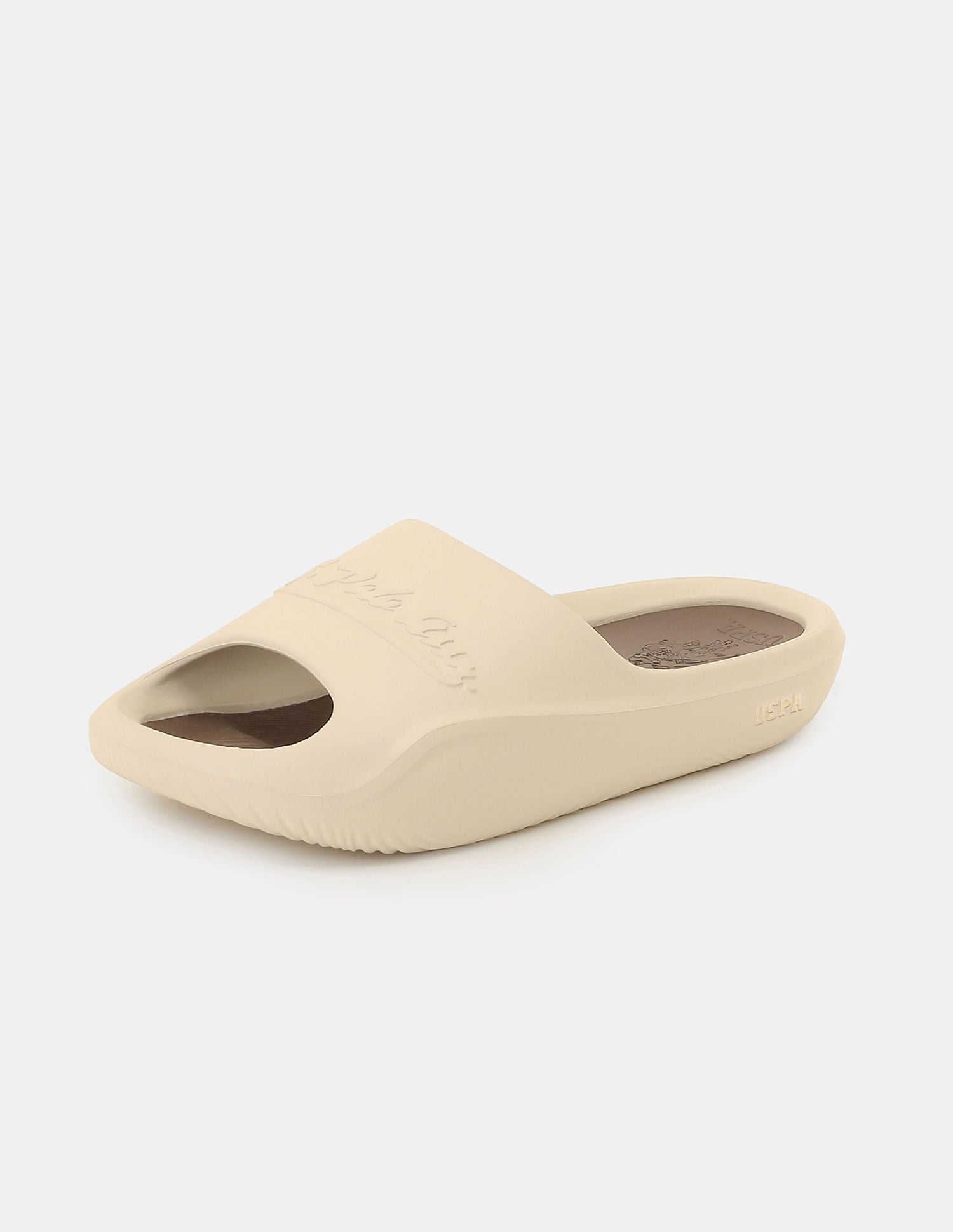 Men Arda Brand Embossed Slippers Cream - U.S. Polo Assn. India | Large