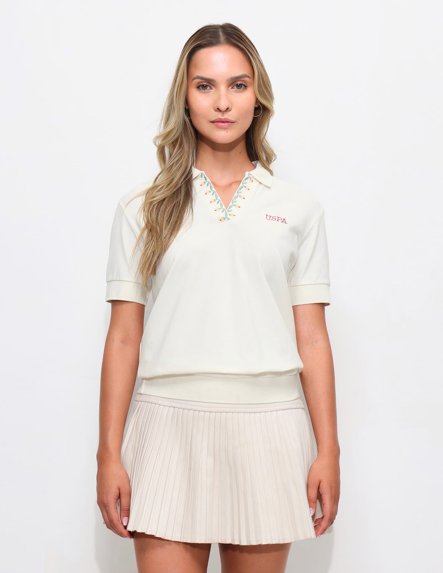 Embroidered Collar Regular Fit Polo Shirt White - U.S. Polo Assn. India | Large