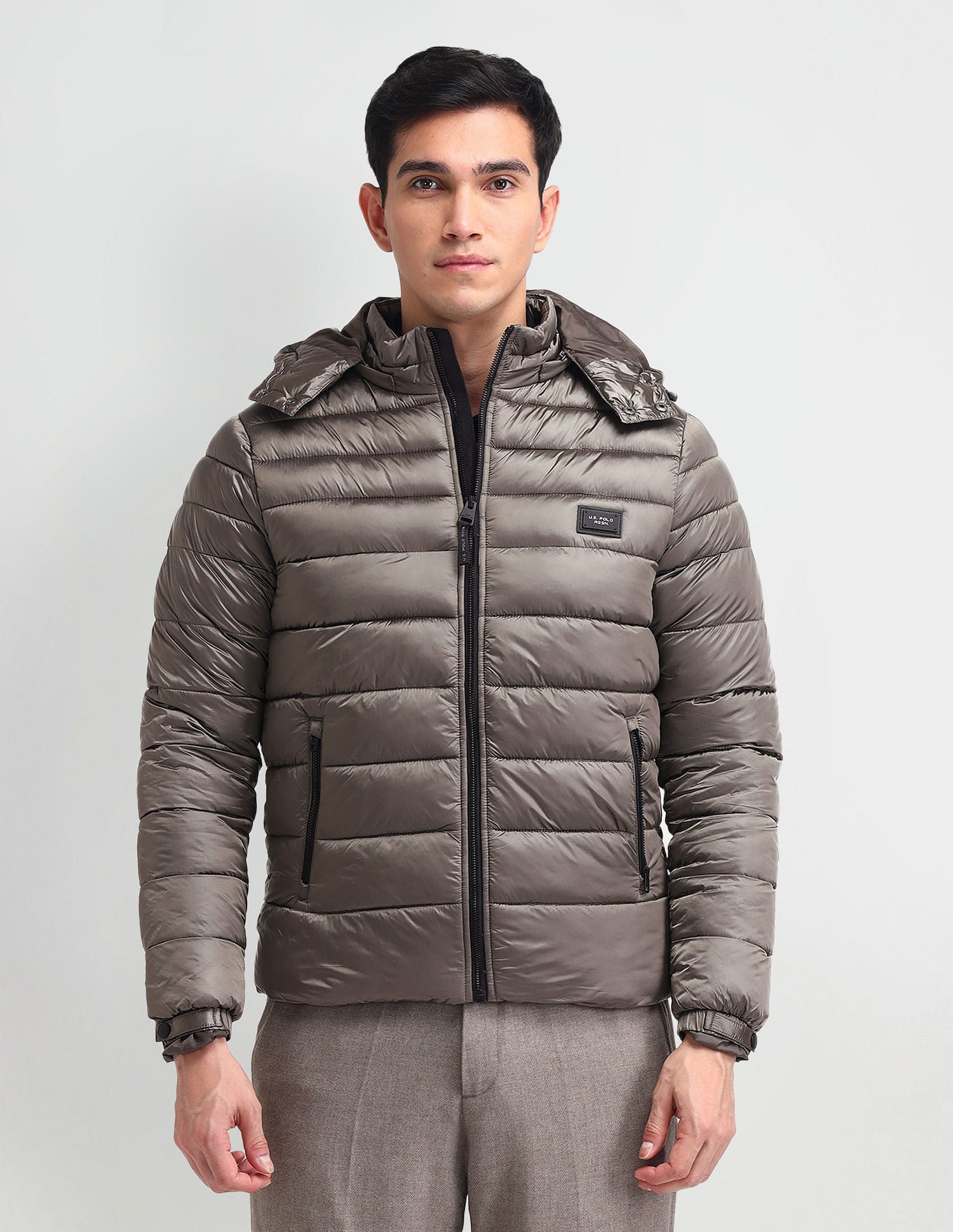 Regular Fit Solid Padded Jacket Mousse - U.S. POLO ASSN. | Large