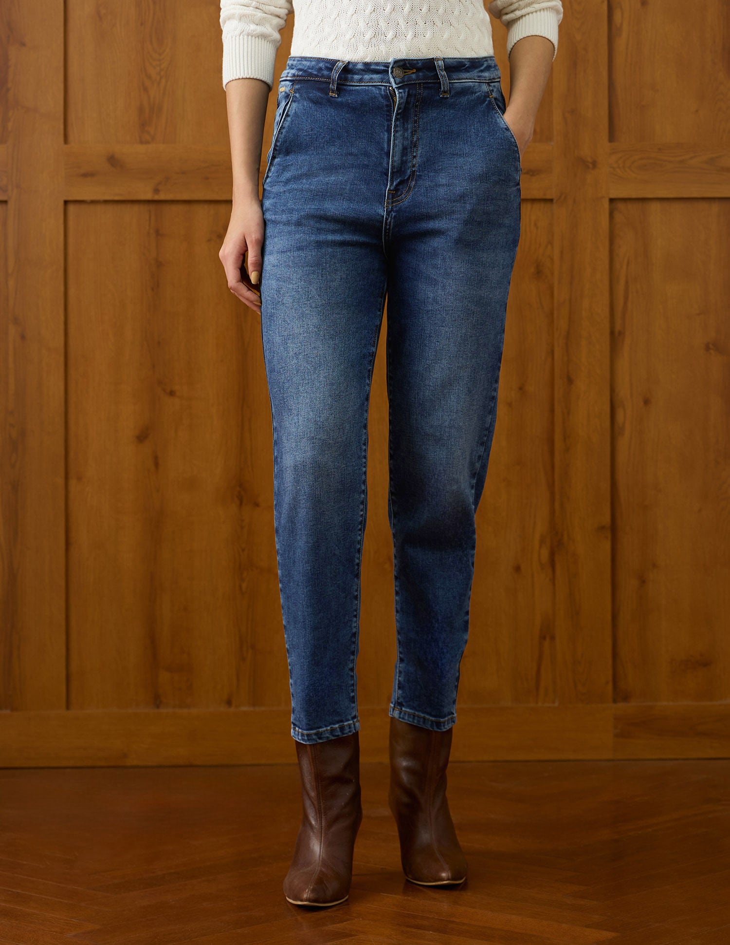 High Rise Carrot Fit Jeans Blue - U.S. POLO ASSN. | Large