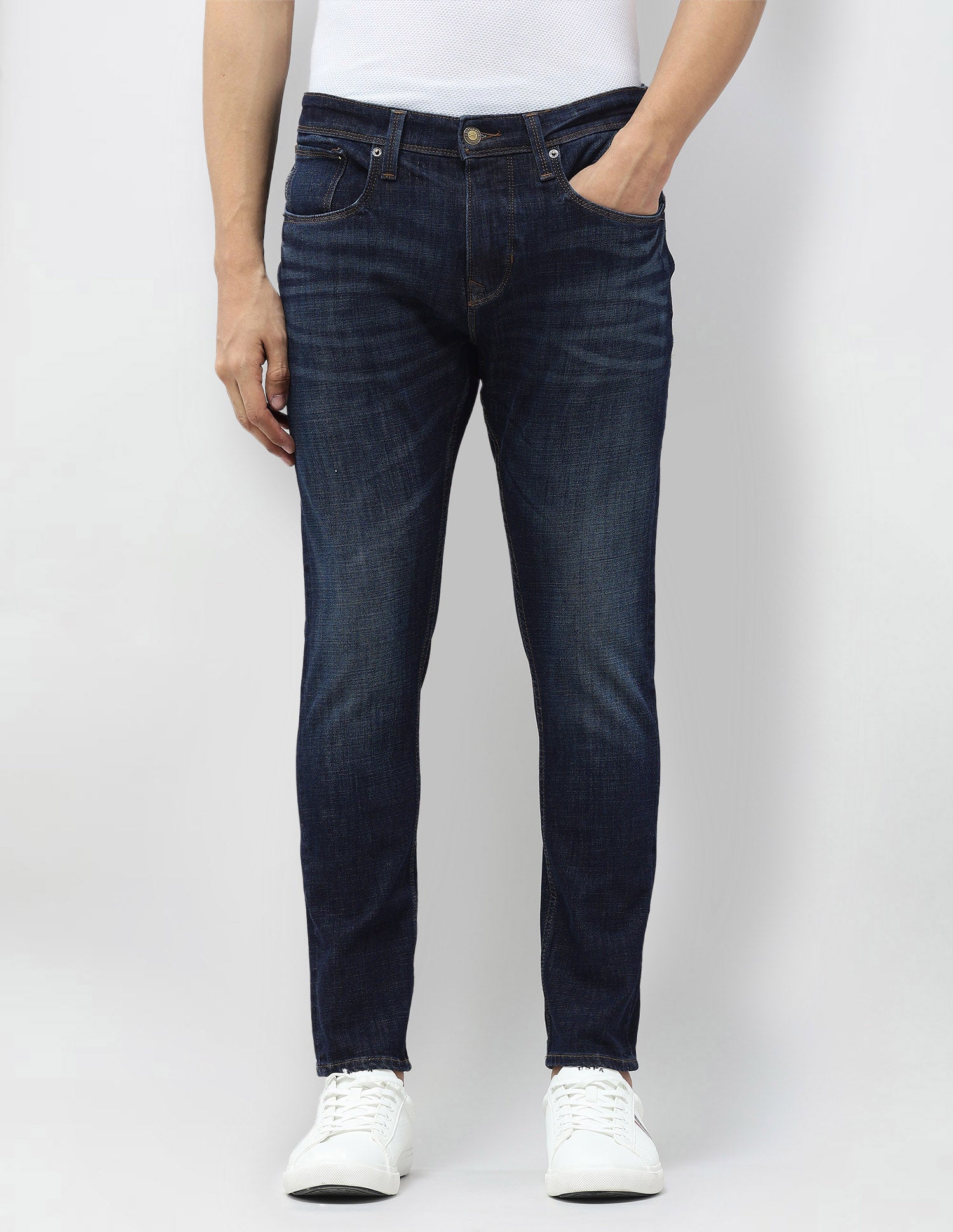 Henry Tapered Fit Blue Jeans Med Blue - U.S. POLO ASSN. | Large