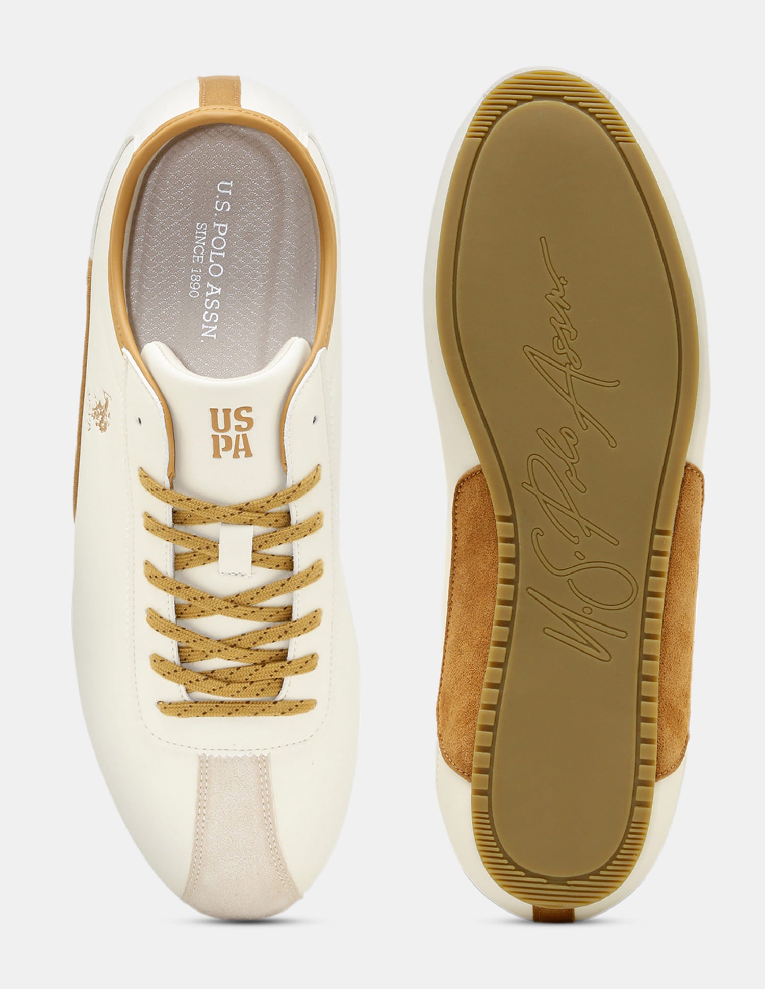 Men Contrast Lace Ups Rush Sneakers Beige - U.S. Polo Assn. India | Large