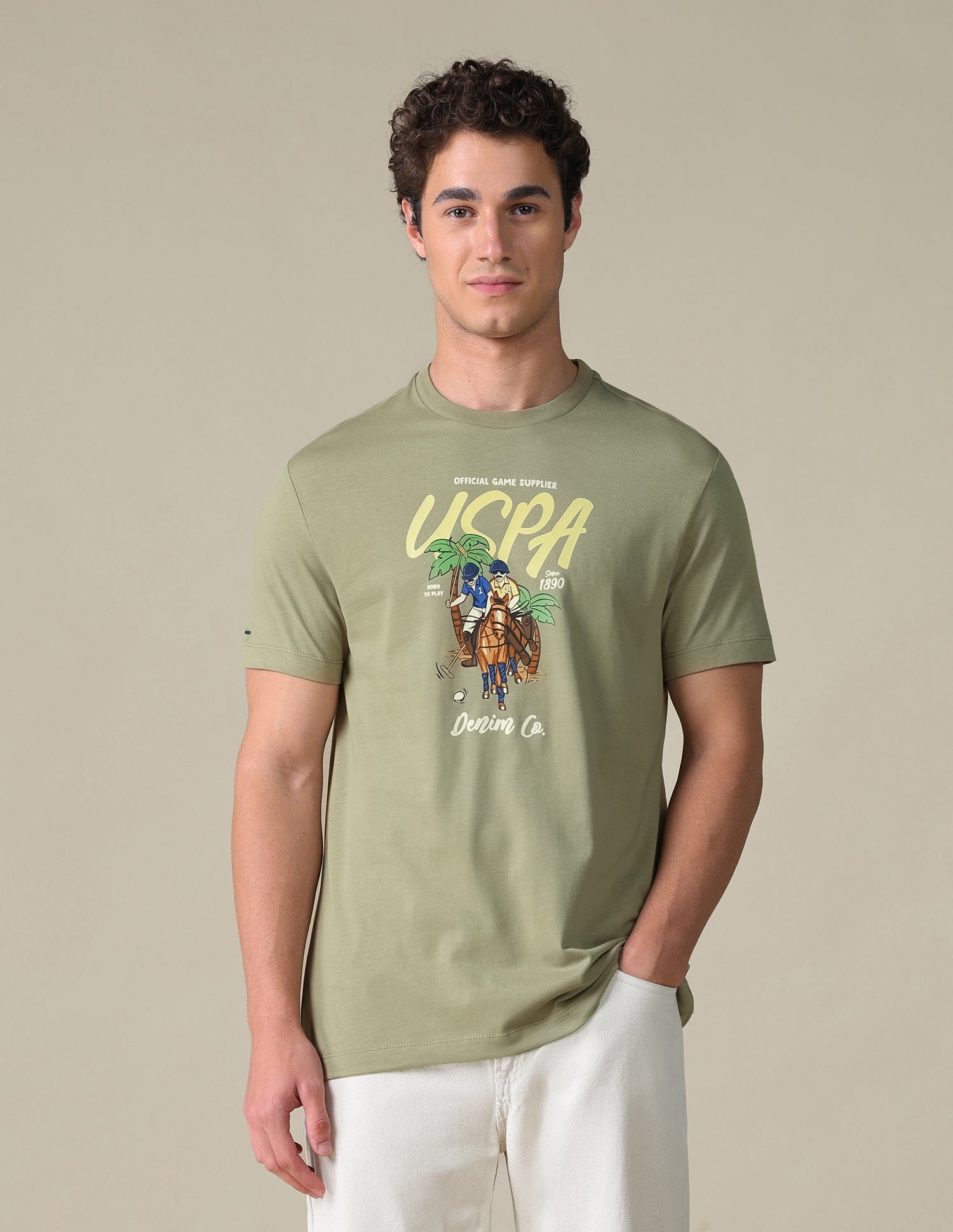 Slim Fit Graphic Brand Printed T-Shirt Green - U.S. Polo Assn. India | Large
