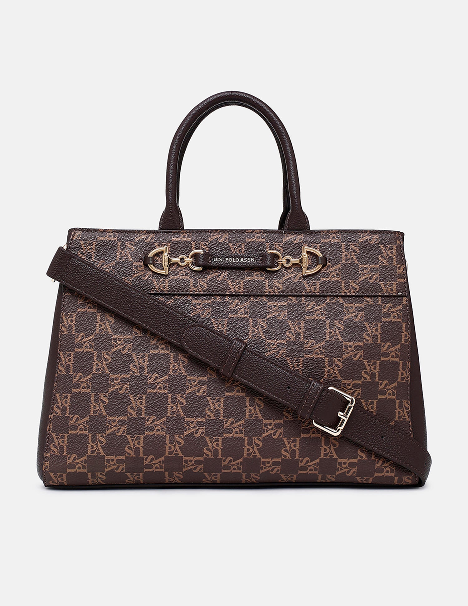 Capri Monogram Satchel Bag Brown - U.S. Polo Assn. India | Large