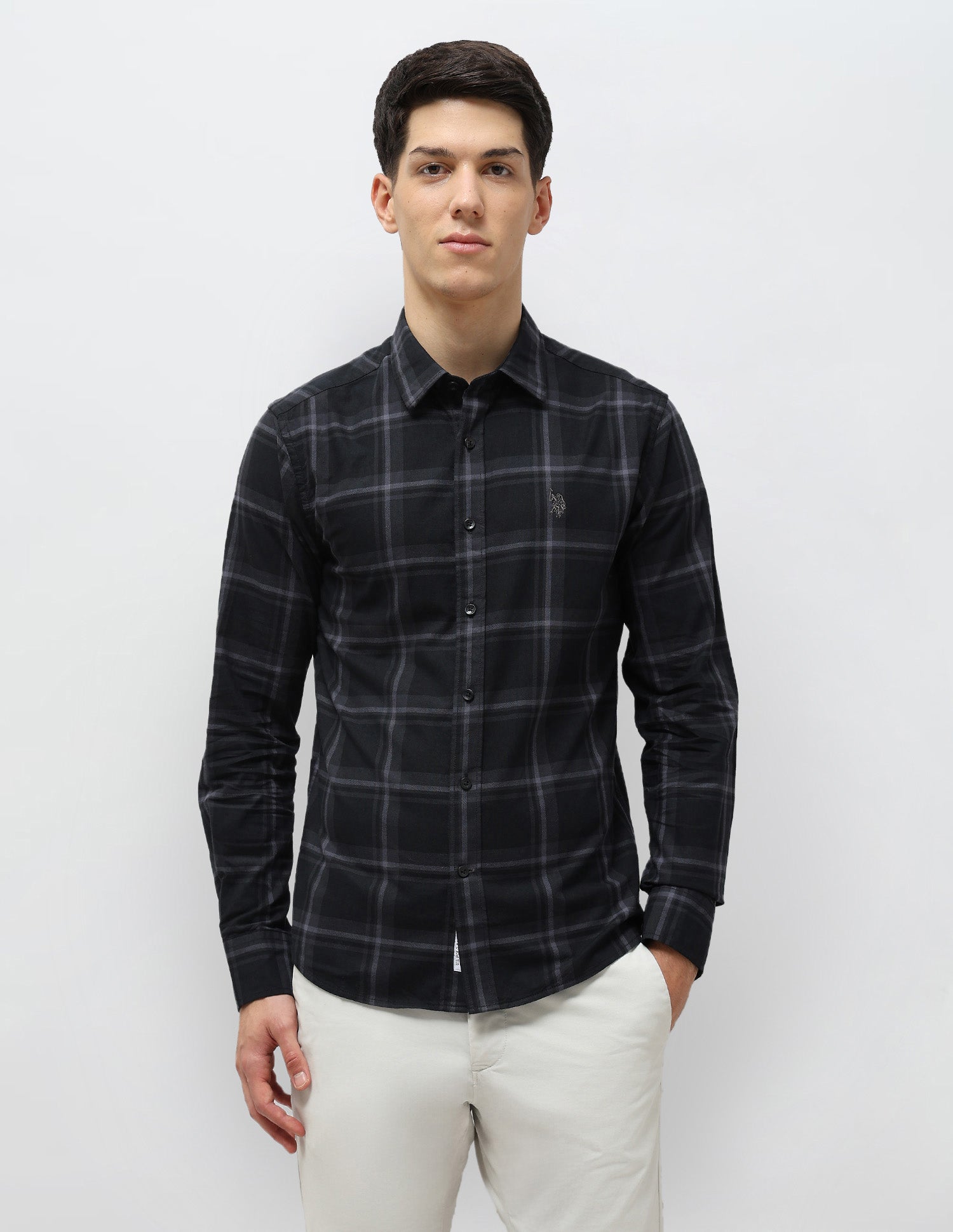 Tartan Checked Tailored Fit Shirt Grey - U.S. POLO ASSN. | Large