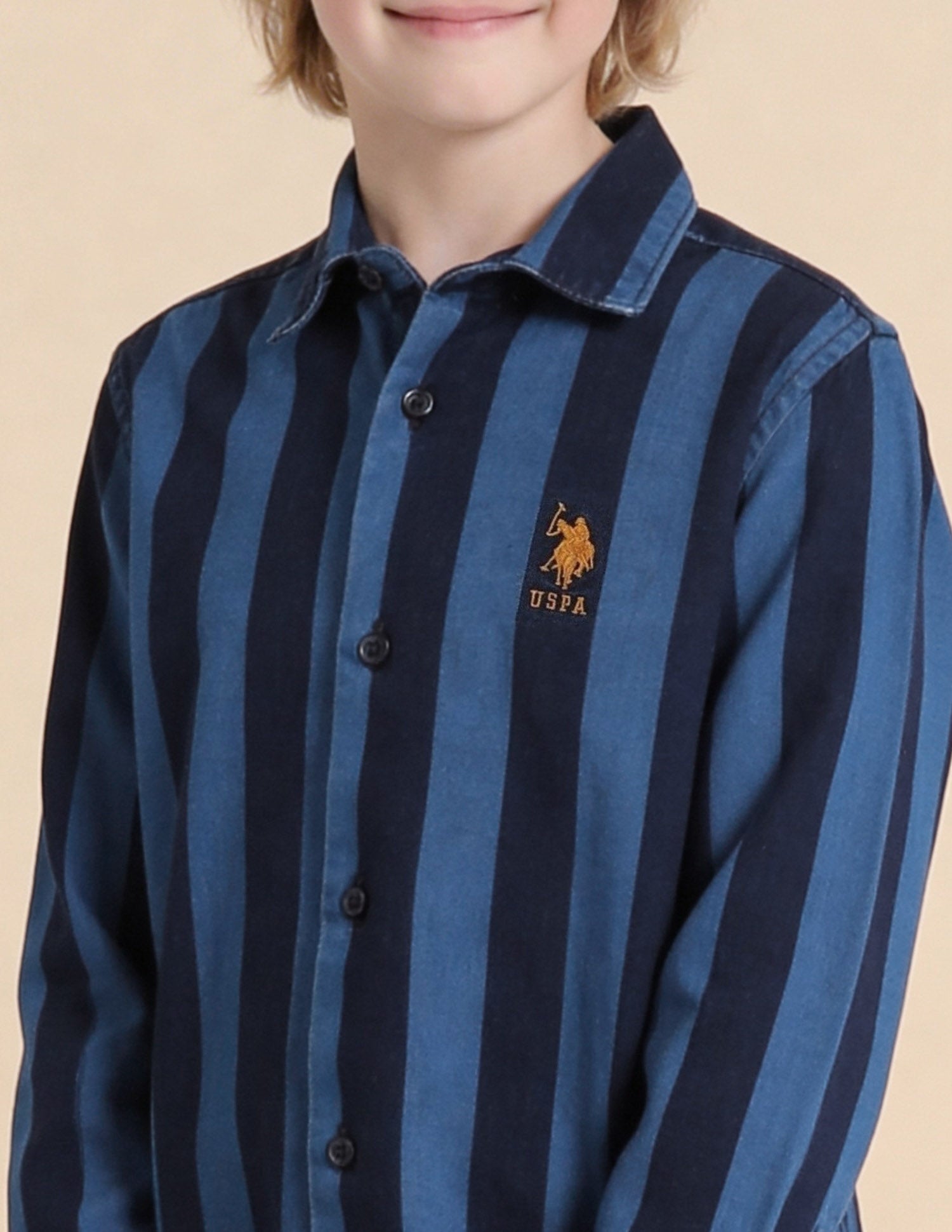 Vertical Striped Twill Weave Shirt Navy - U.S. Polo Assn. India | Large