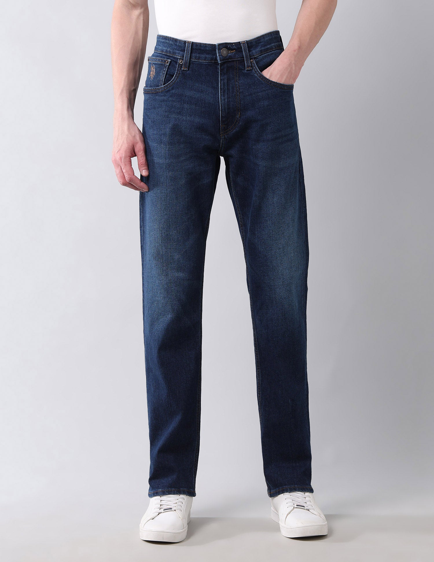 Harold Slim Straight Fit Blue Vintage Jeans Medium Wash - U.S. Polo Assn. India | Large