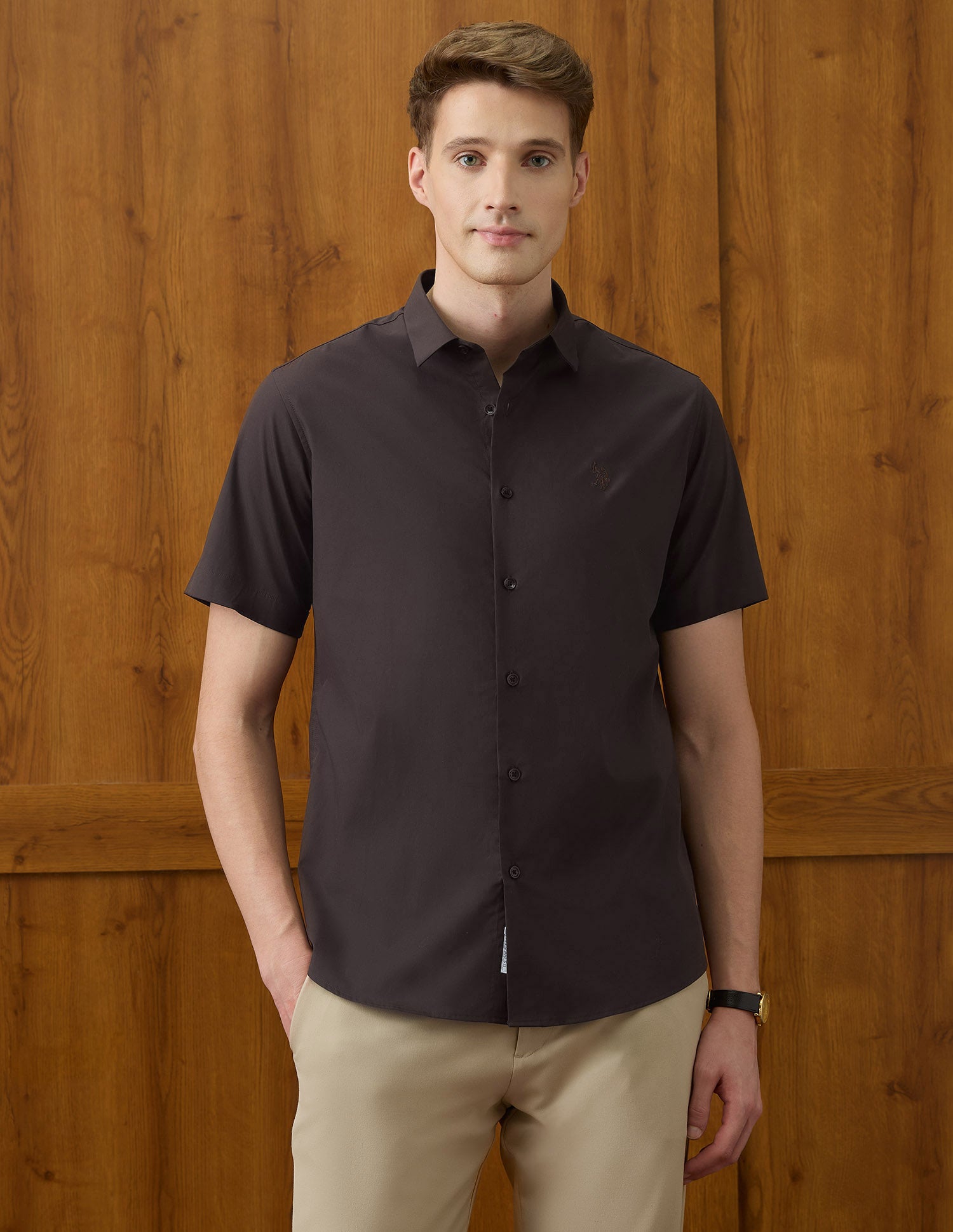 Tailored Fit Equestrian Aisle Theater Shirt Choco - U.S. POLO ASSN. | Large