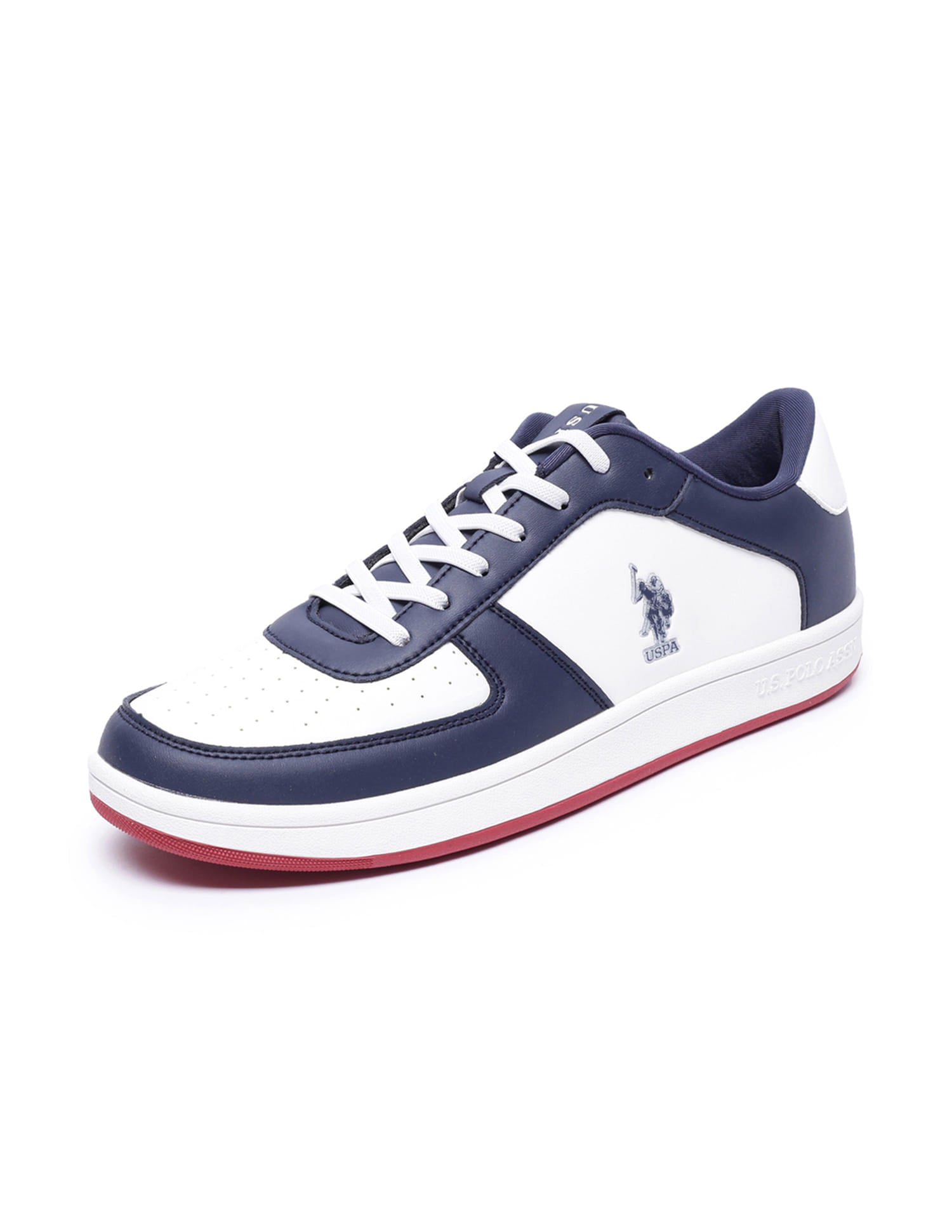 Colour Block Perforated Rein Sneakers Dark Blue and White - U.S. Polo Assn. India | Large