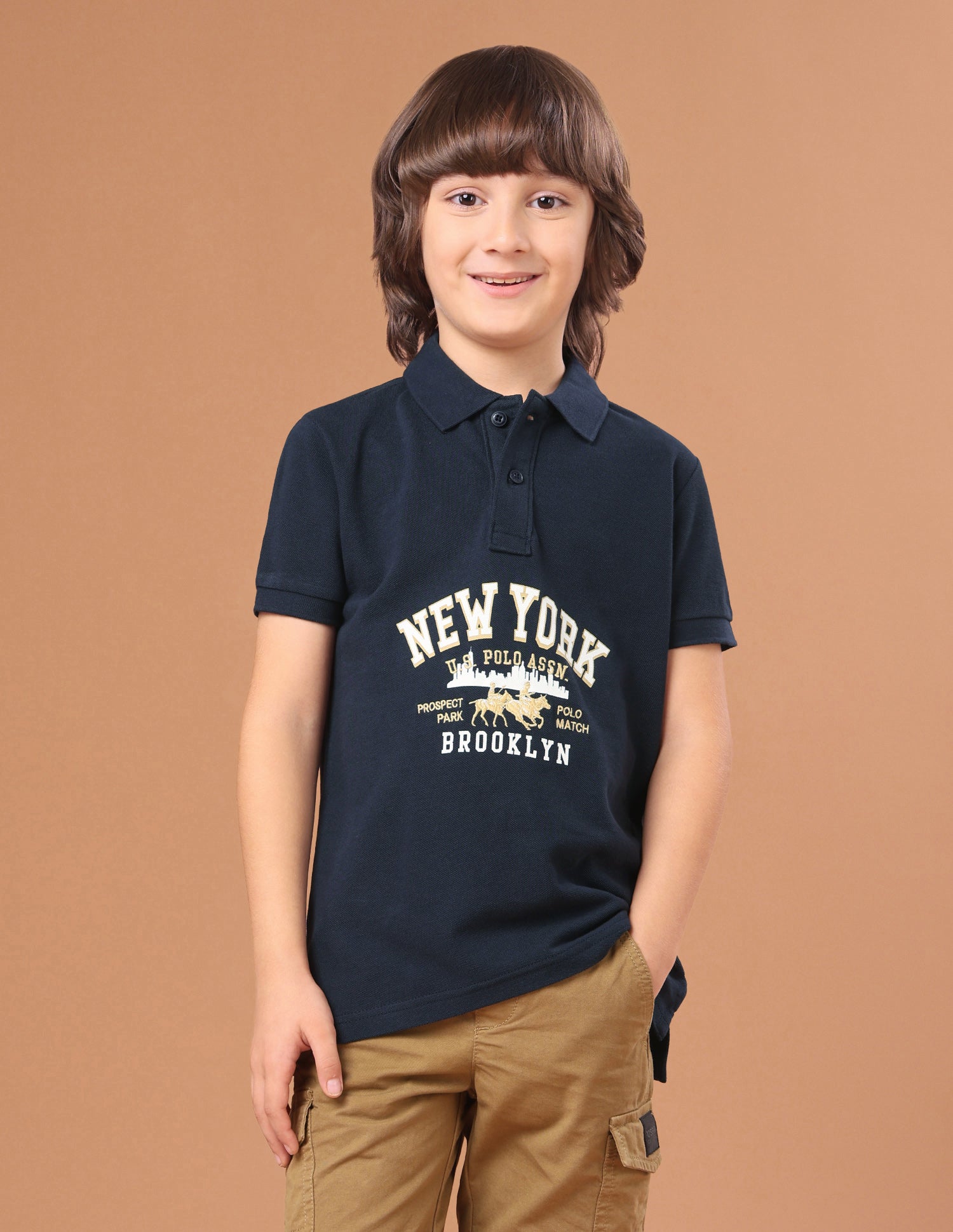 Brand Typographic Regular Fit Polo Shirt Navy - U.S. Polo Assn. India | Large