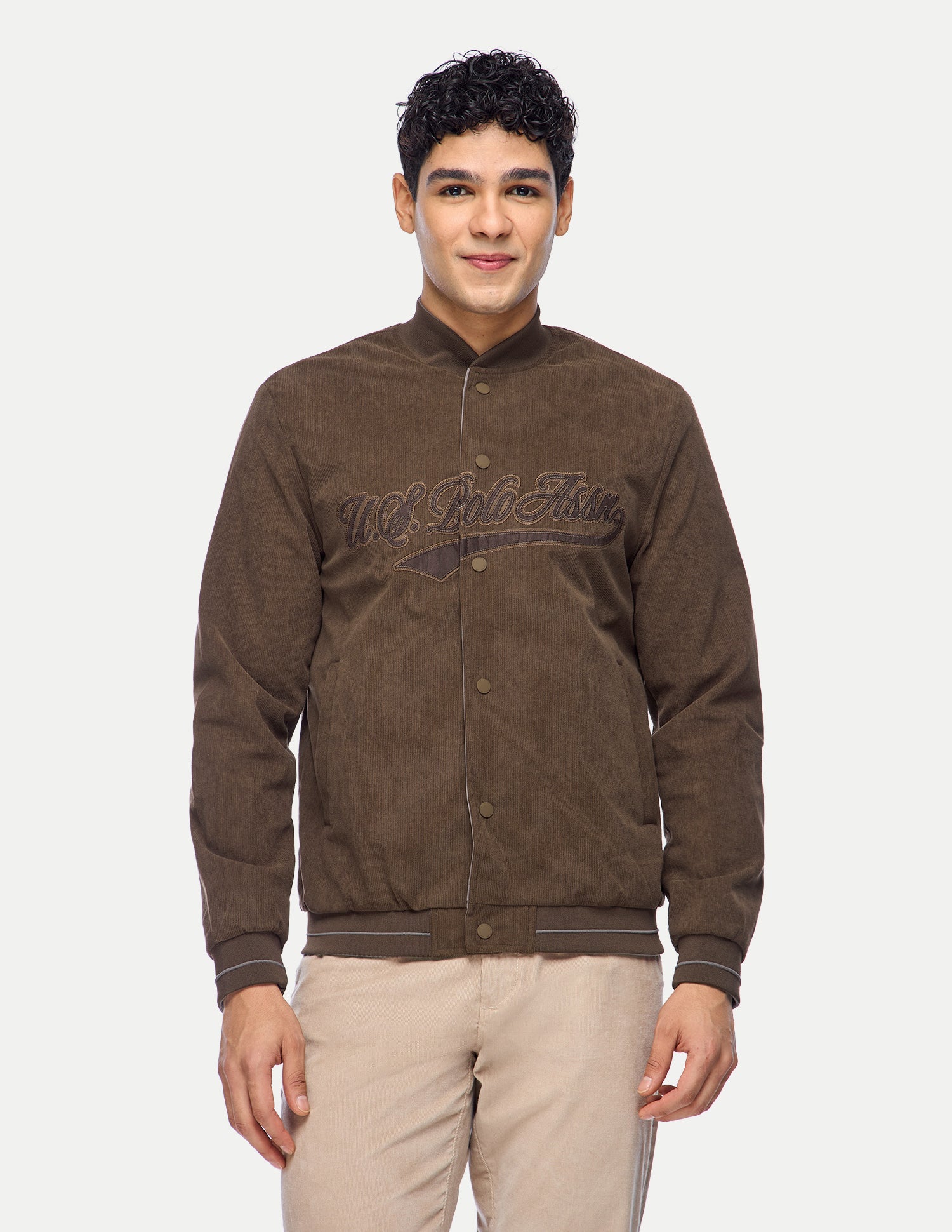 Brand Applique Regular Fit Bomber Jacket Choco - U.S. Polo Assn. India | Large