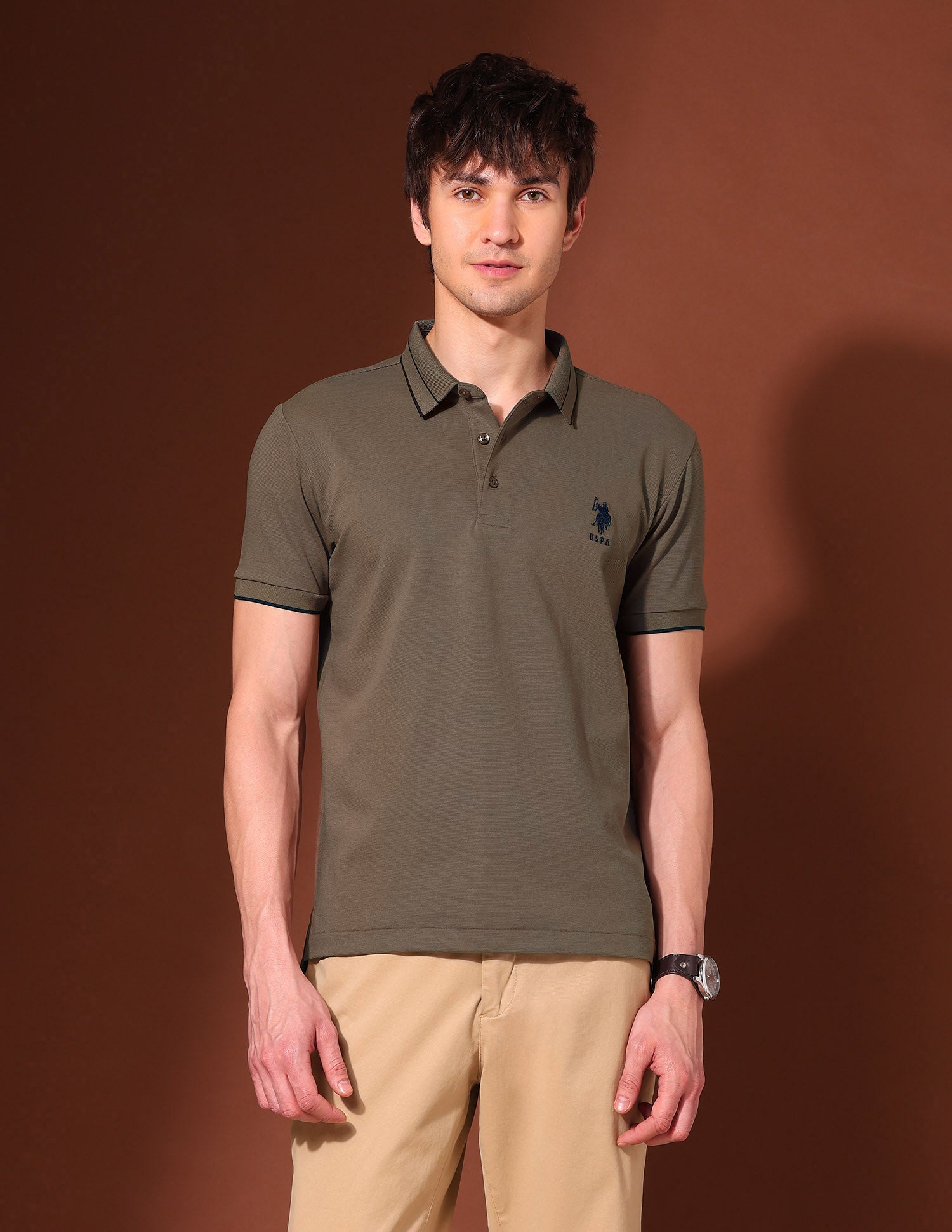 Slim Fit Working Holiday Polo Shirt Brown - U.S. Polo Assn. India | Large