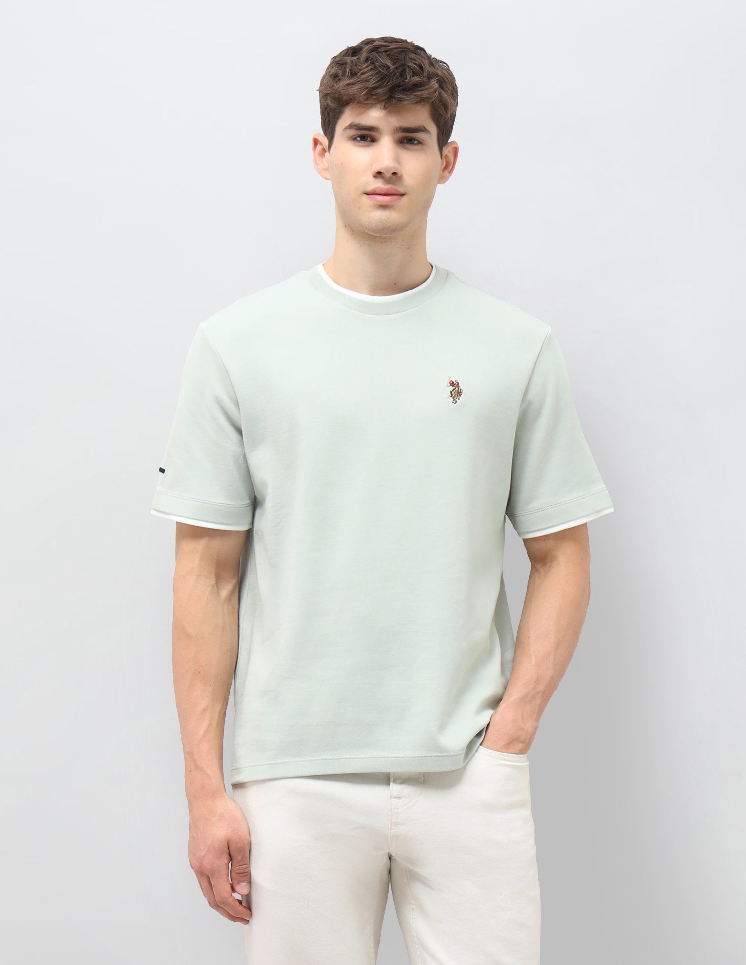 Solid Slim Fit T-Shirt Green - U.S. Polo Assn. India | Large