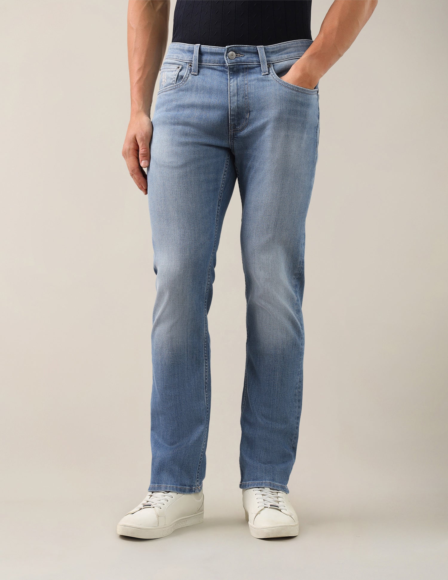 Harold Slim Straight Fit Blue Jeans Light Blue - U.S. Polo Assn. India | Large