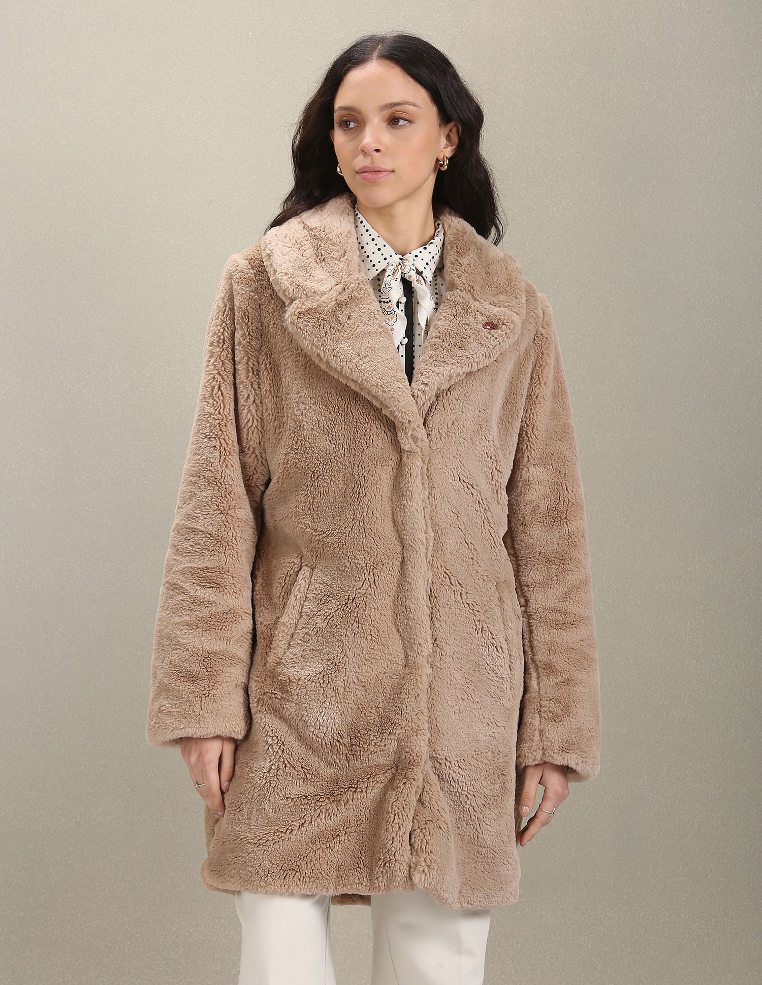 Noch Collar Faux Fur Jacket Beige - U.S. Polo Assn. India | Large