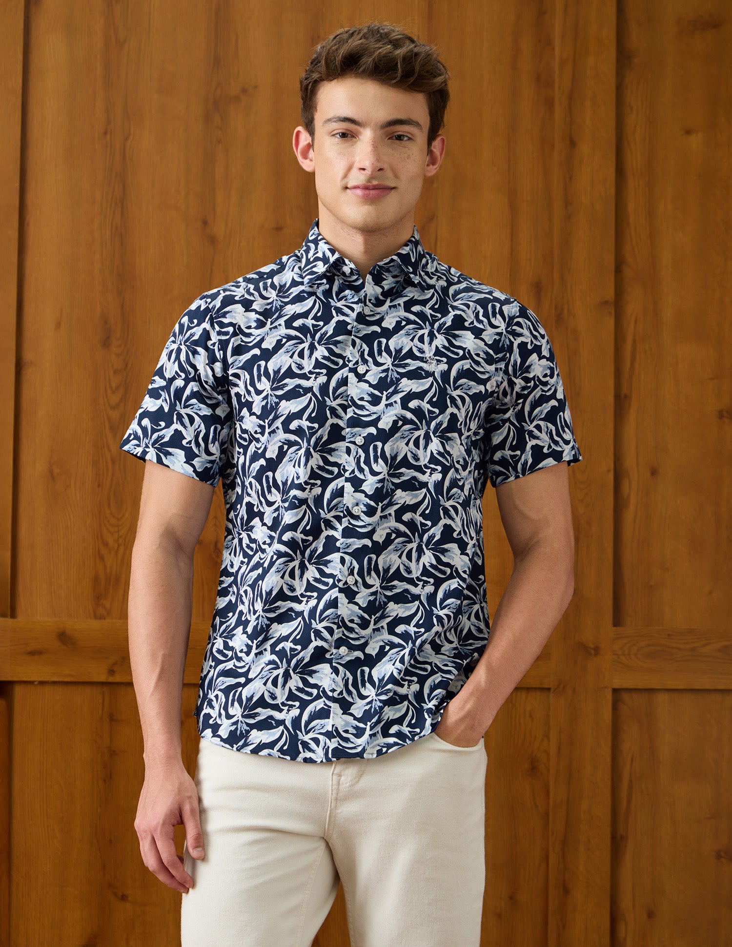 Abstract Printed Satin Shirt Navy - U.S. Polo Assn. India | Large