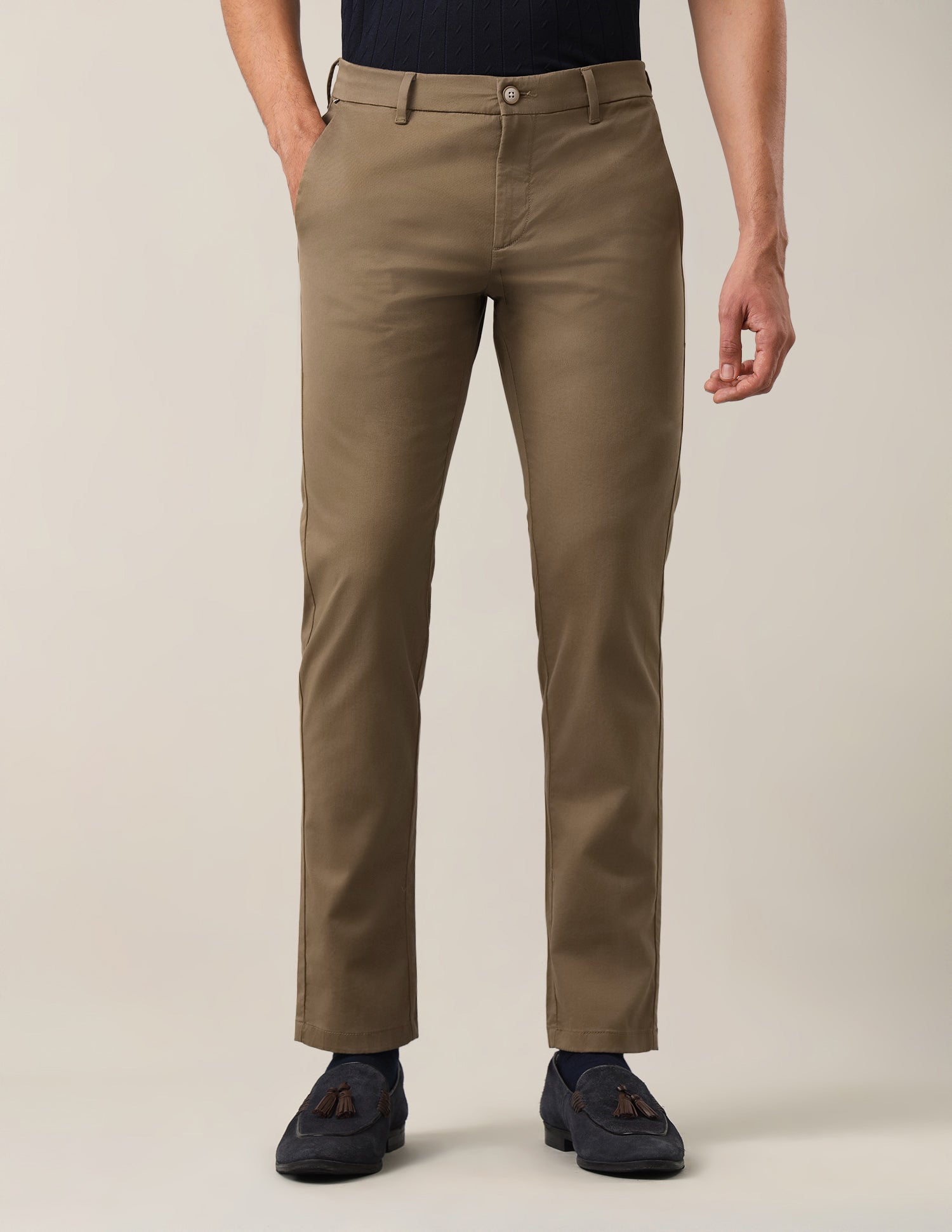 Twill Denver Slim Fit Trousers Dark Khaki - U.S. Polo Assn. India | Large