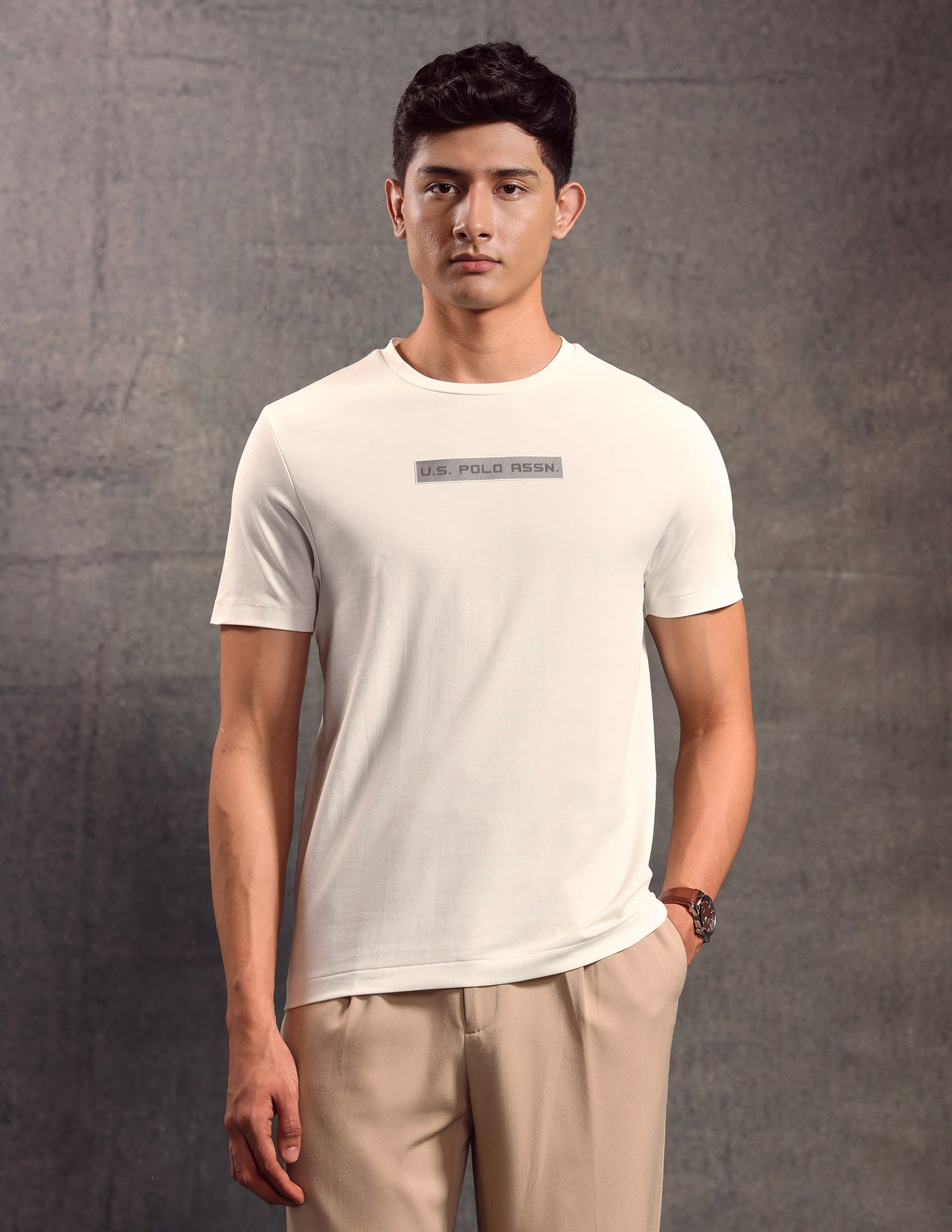 Solid Regular Fit T-shirt Ivory - U.S. POLO ASSN. | Large