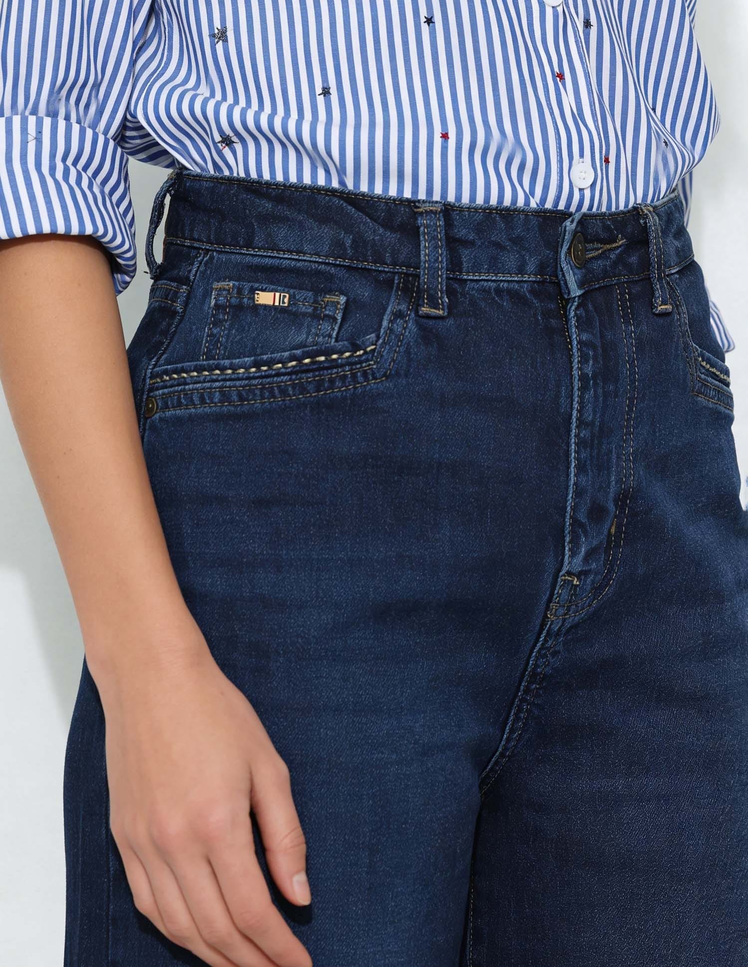 High Rise Wide Leg Fit Jeans Blue - U.S. Polo Assn. India | Large