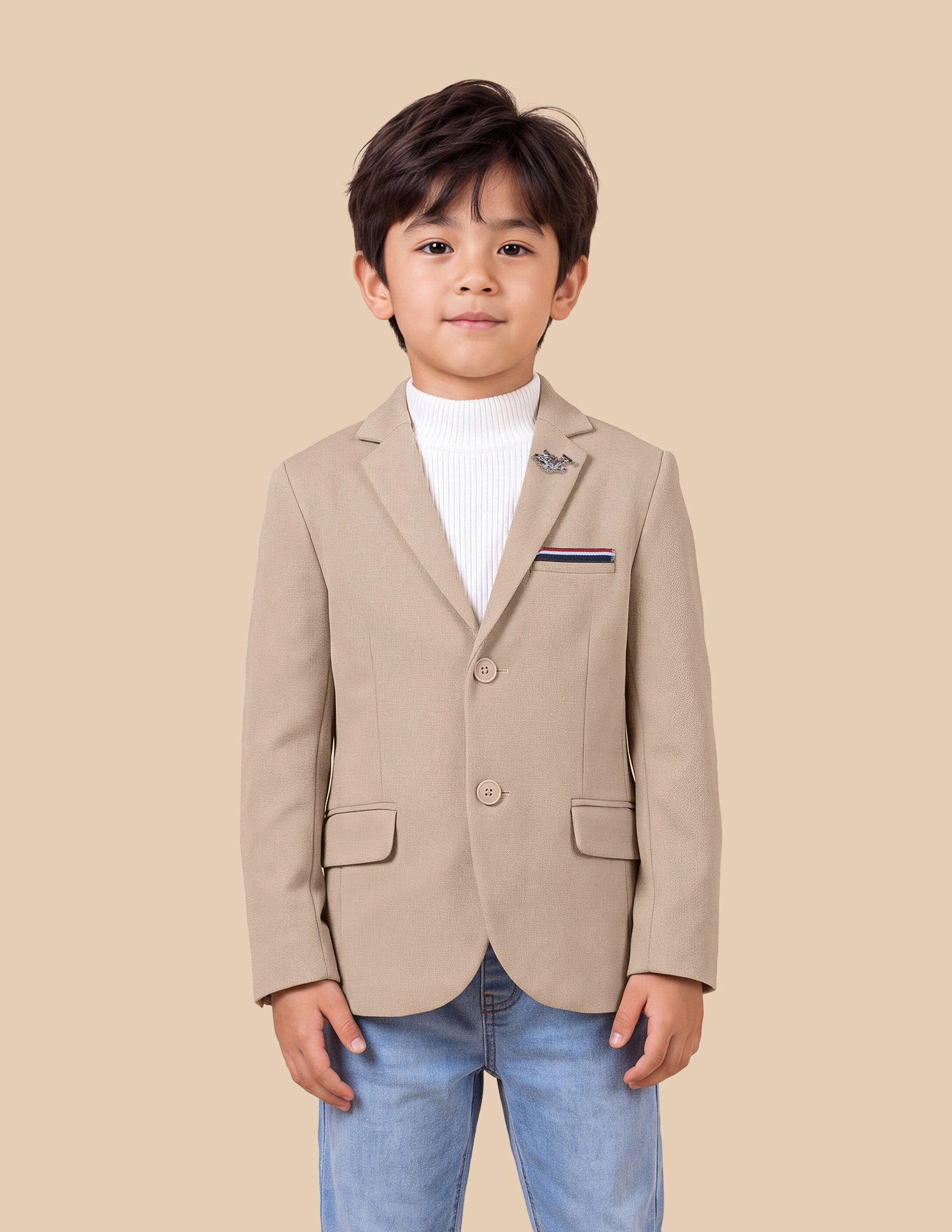 Solid Regular Fit Blazer Beige - U.S. Polo Assn. India | Large