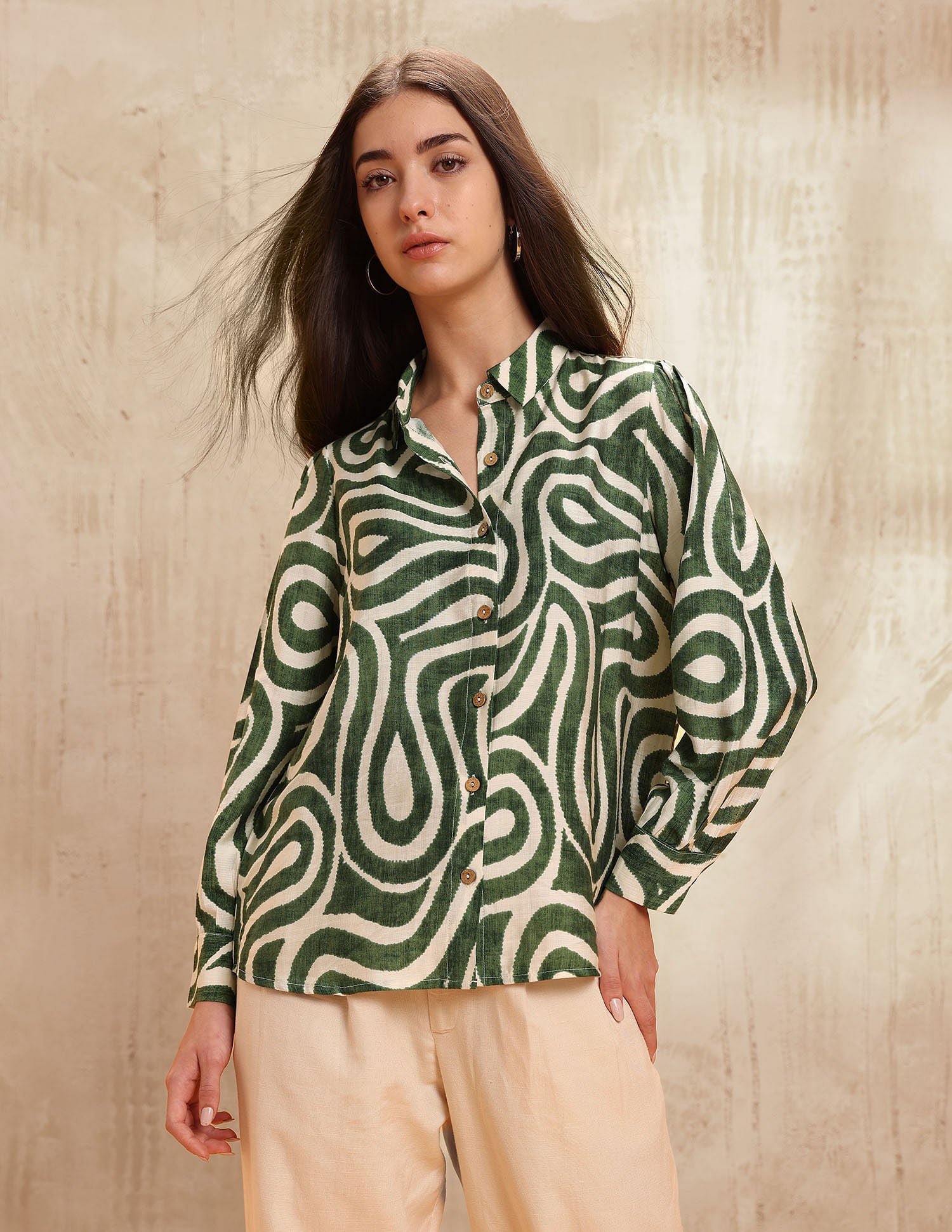 Abstract Printed Regular Fit Shirt Olive - U.S. POLO ASSN. | Large