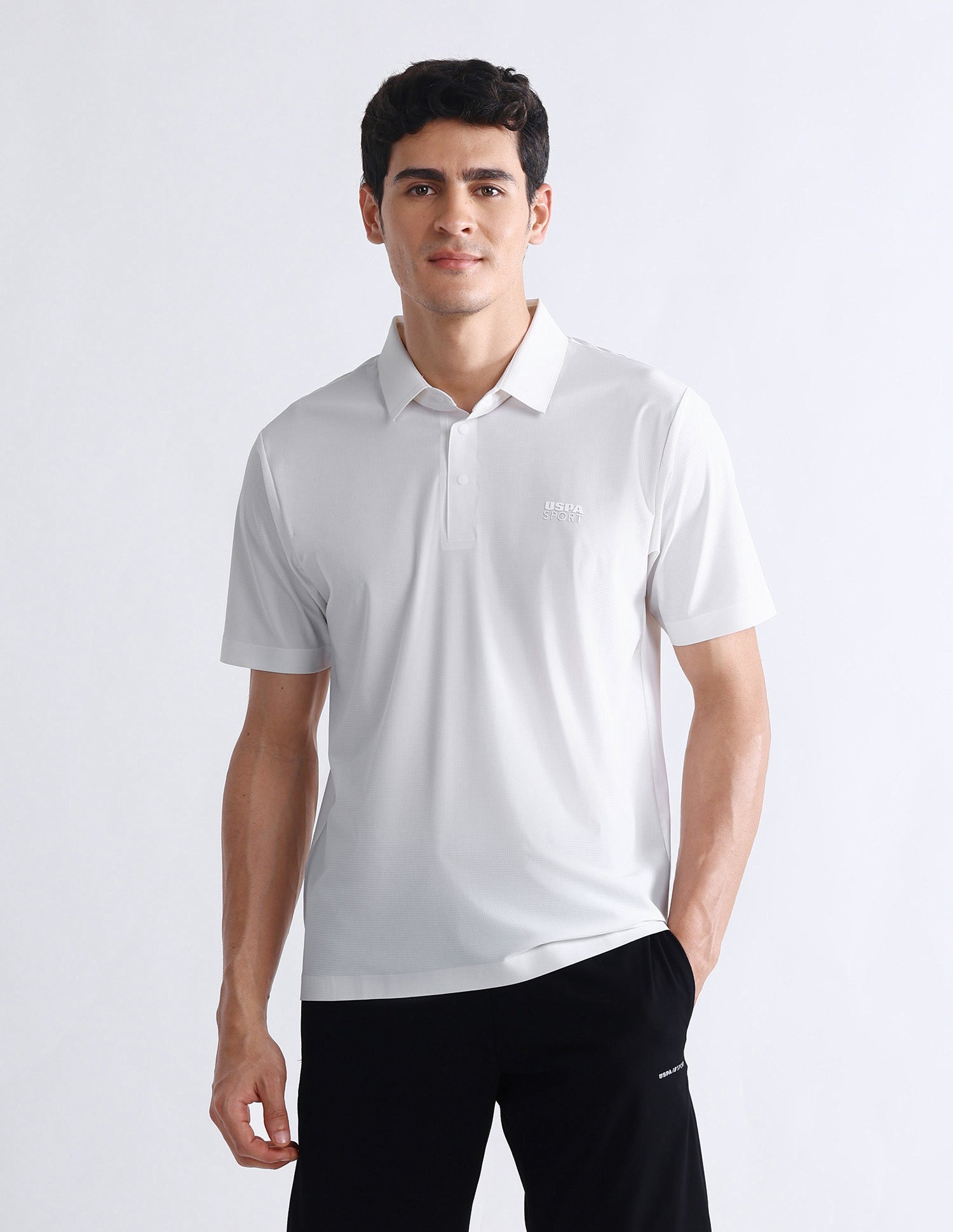 Textured Slim Fit Polo Shirt White - U.S. POLO ASSN. | Large